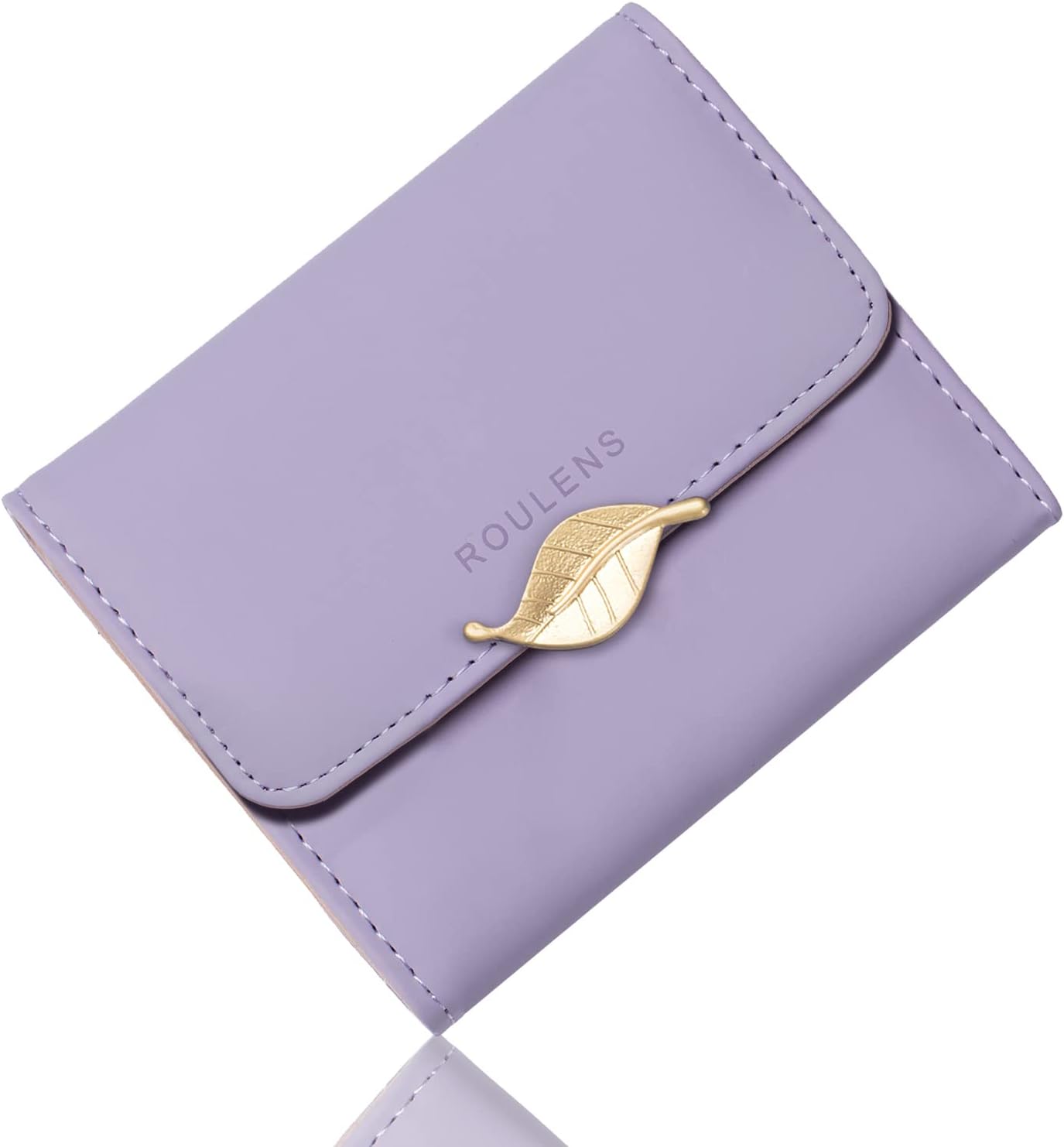 Small Wallet for Women RFID Blocking PU Leather Leaf Pendant Card Holder Organizer Zipper Coin Purse