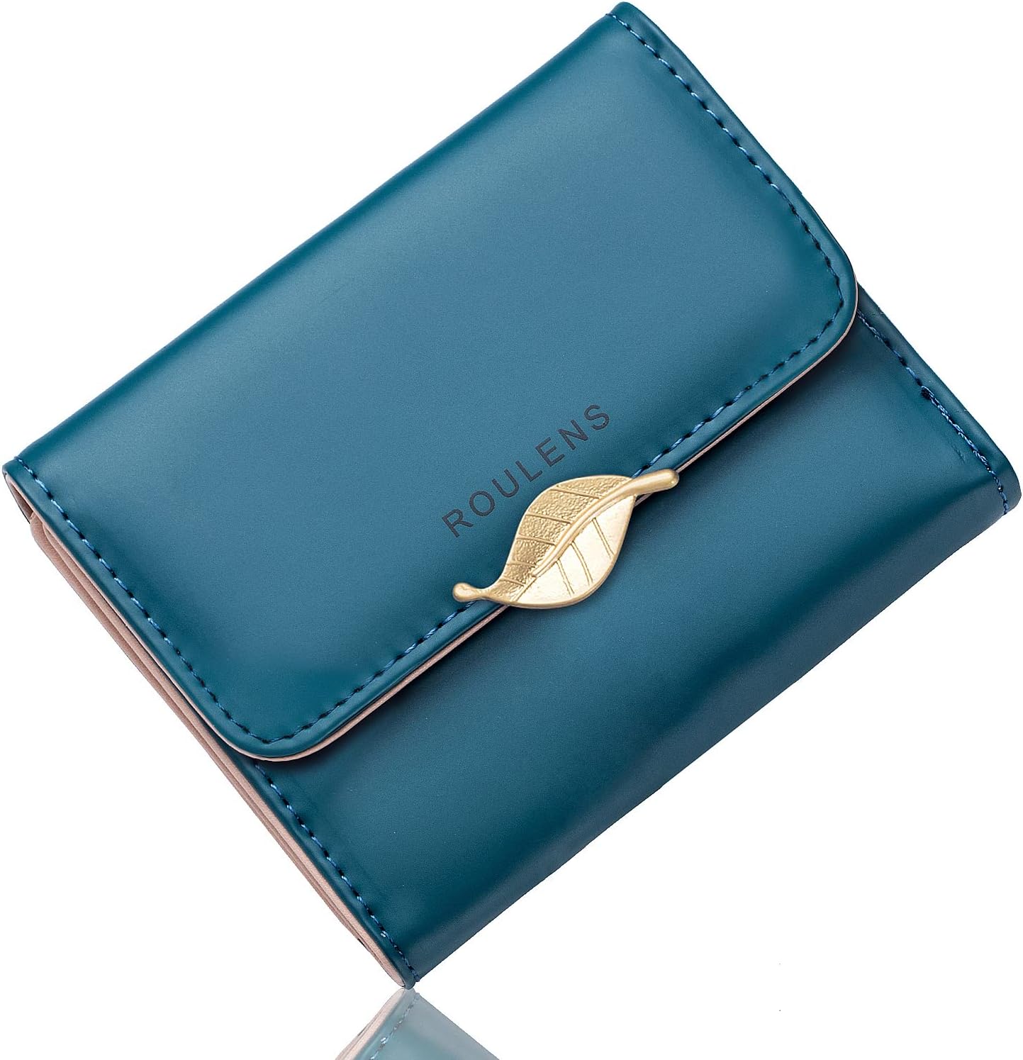 Small Wallet for Women RFID Blocking PU Leather Leaf Pendant Card Holder Organizer Zipper Coin Purse