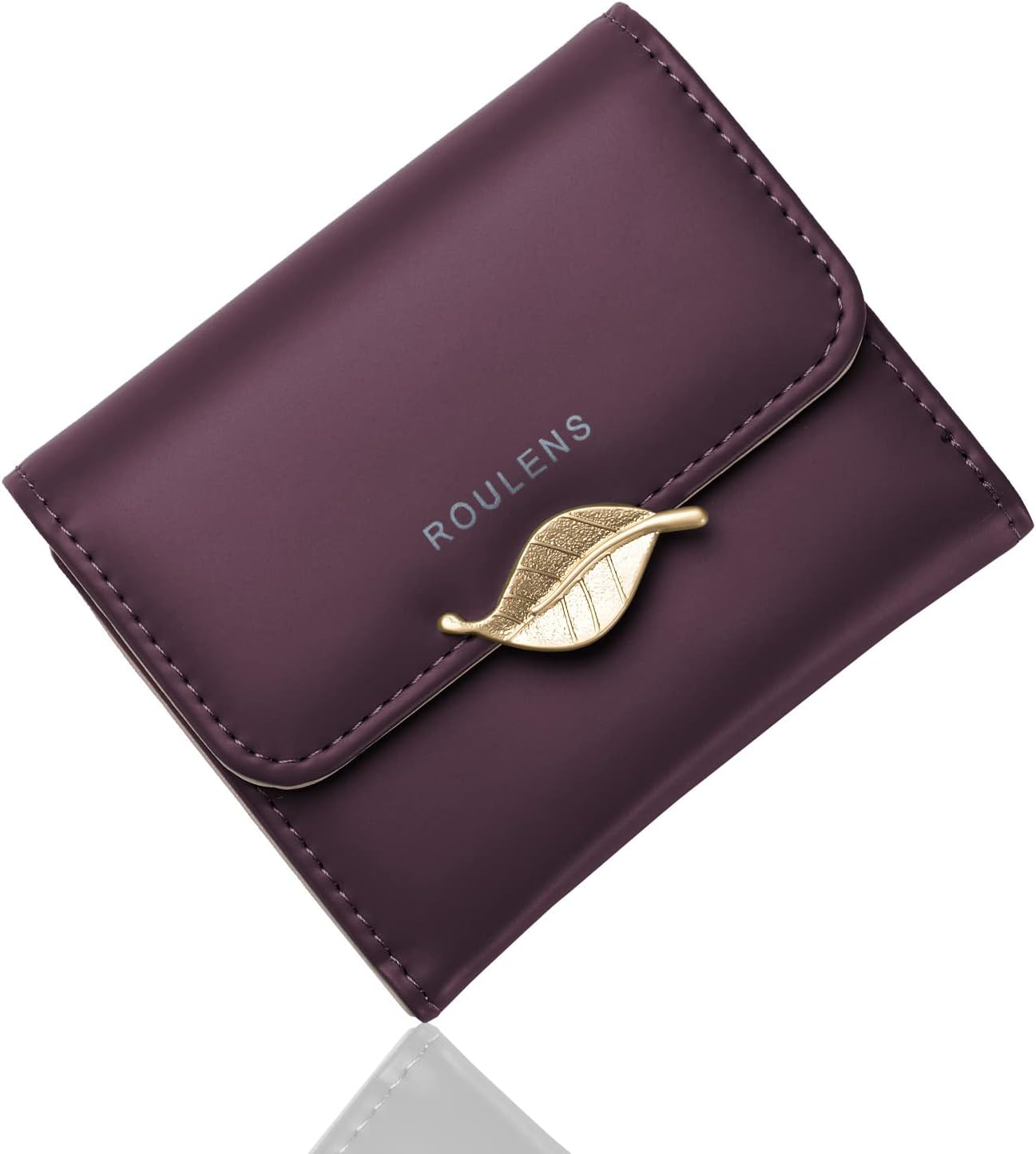 Small Wallet for Women RFID Blocking PU Leather Leaf Pendant Card Holder Organizer Zipper Coin Purse