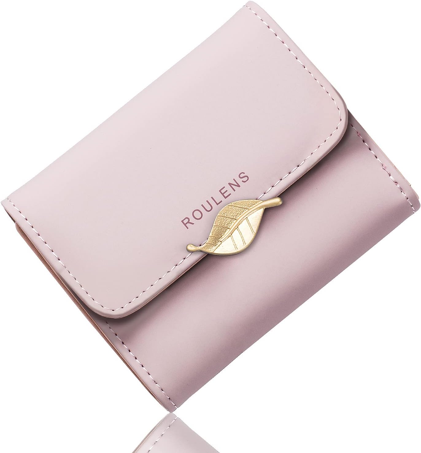 Small Wallet for Women RFID Blocking PU Leather Leaf Pendant Card Holder Organizer Zipper Coin Purse