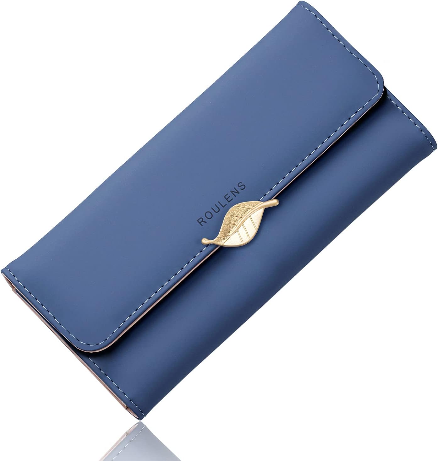 Wallet for Women RFID Blocking PU Leather Leaf Pendant Card Holder Phone Checkbook Organizer Zipper Coin Purse