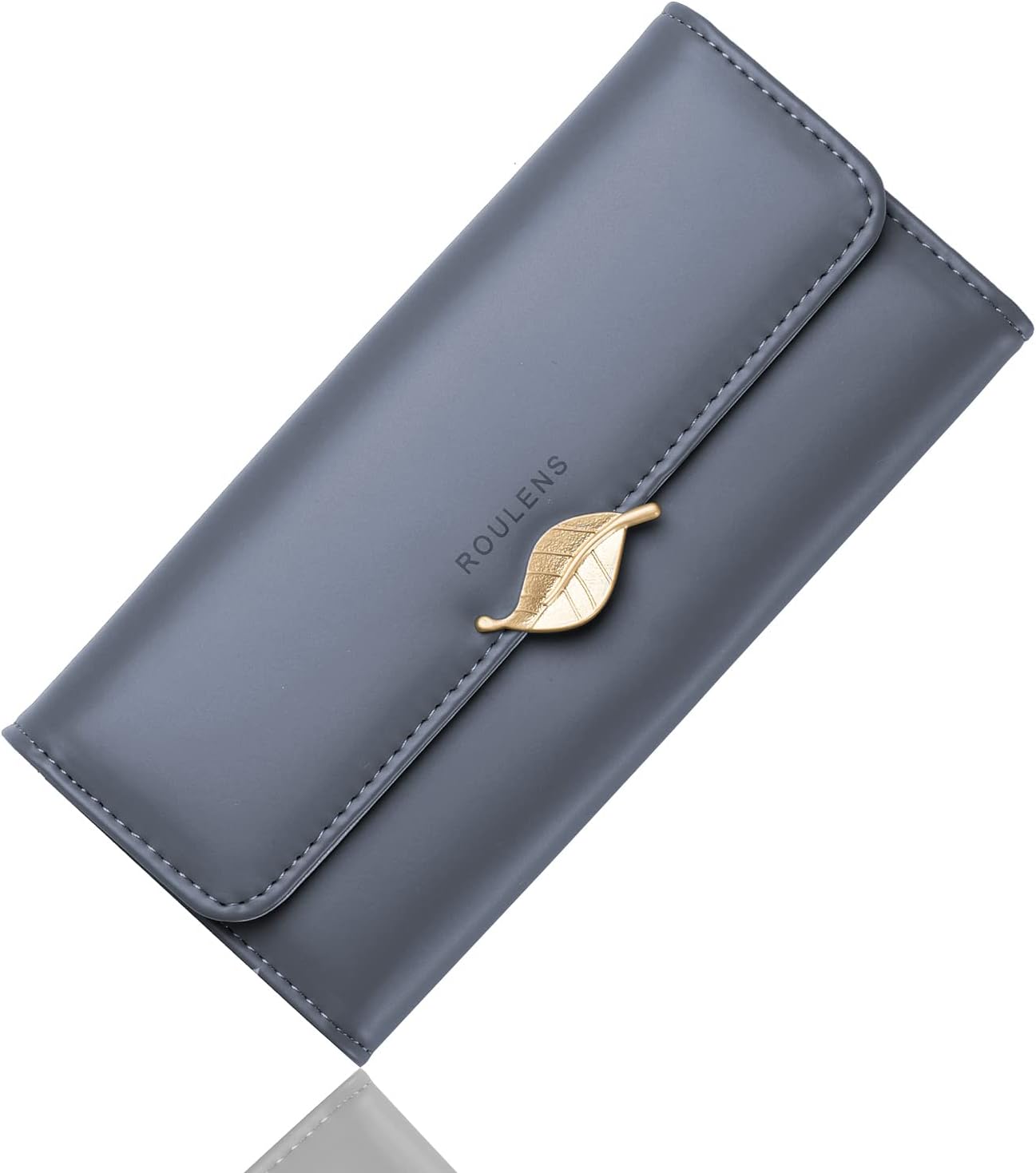 Wallet for Women RFID Blocking PU Leather Leaf Pendant Card Holder Phone Checkbook Organizer Zipper Coin Purse