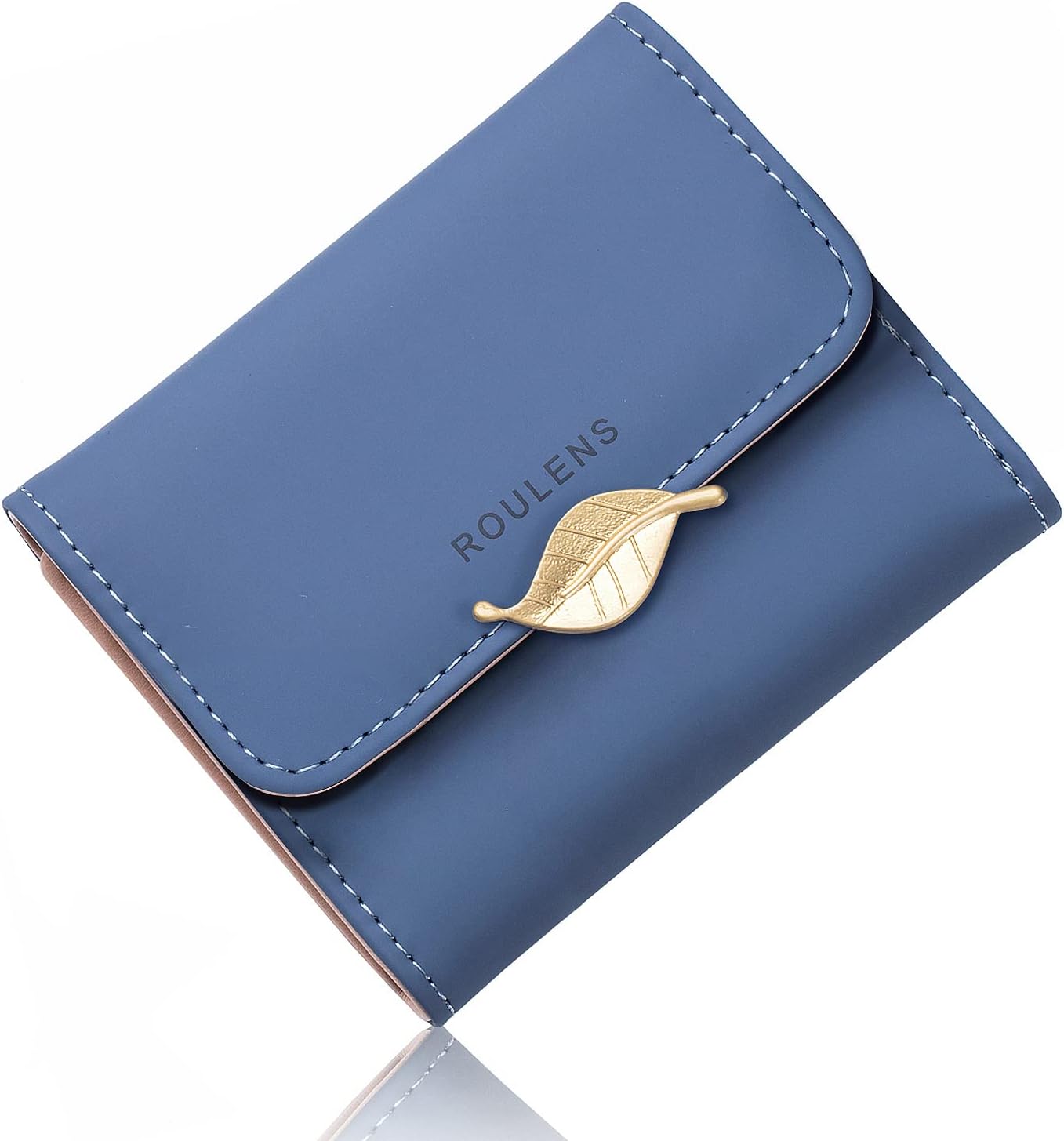 Small Wallet for Women RFID Blocking PU Leather Leaf Pendant Card Holder Organizer Zipper Coin Purse