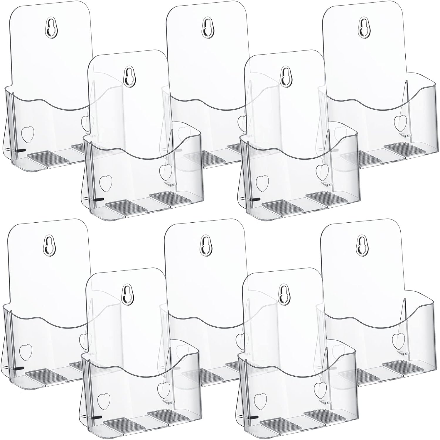 Chinco 10 Pieces Acrylic Brochure Holder Bulk 6 x 8 Inches, Clear Literature Holder Plastic Flyer Display Stand for Pamphlet Vendors Magazine Document Booklet Menu Trifold