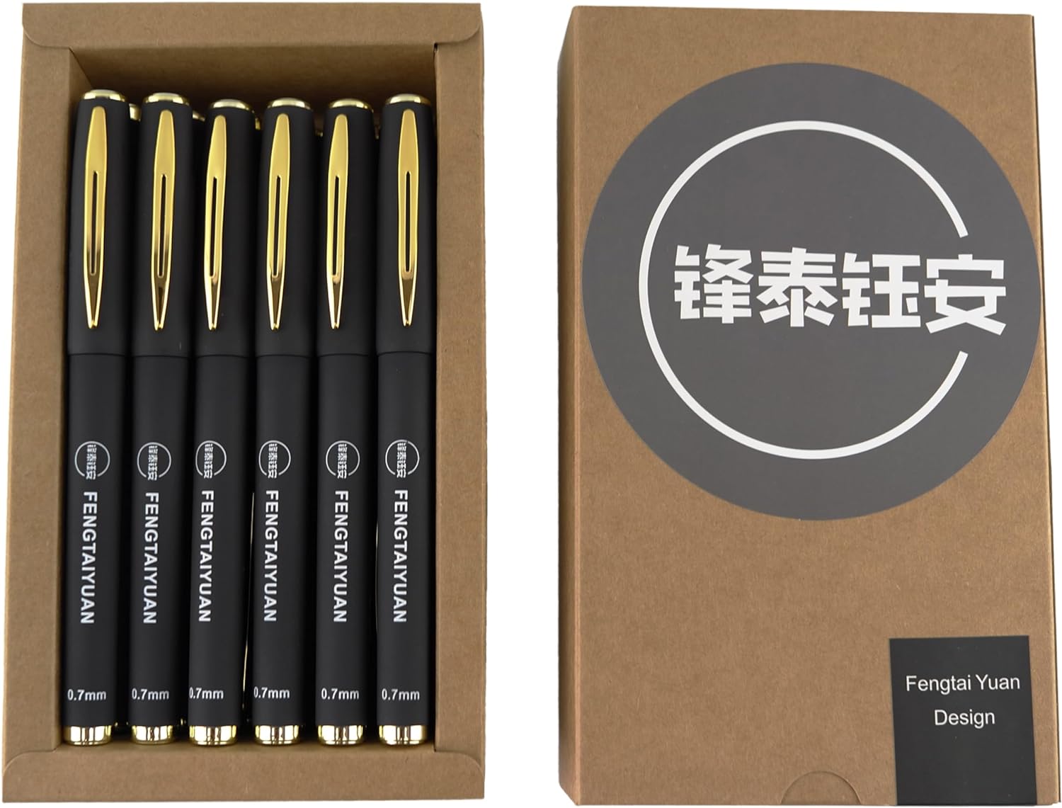 Fengtaiyuan Black Gel Ink Rollerball Pens - Comfortable Non-Slip Grip, Black Ink, Fine Point, 0.7mm, Durable and Quick-Drying Ink, 18-Piece Box (07P18)