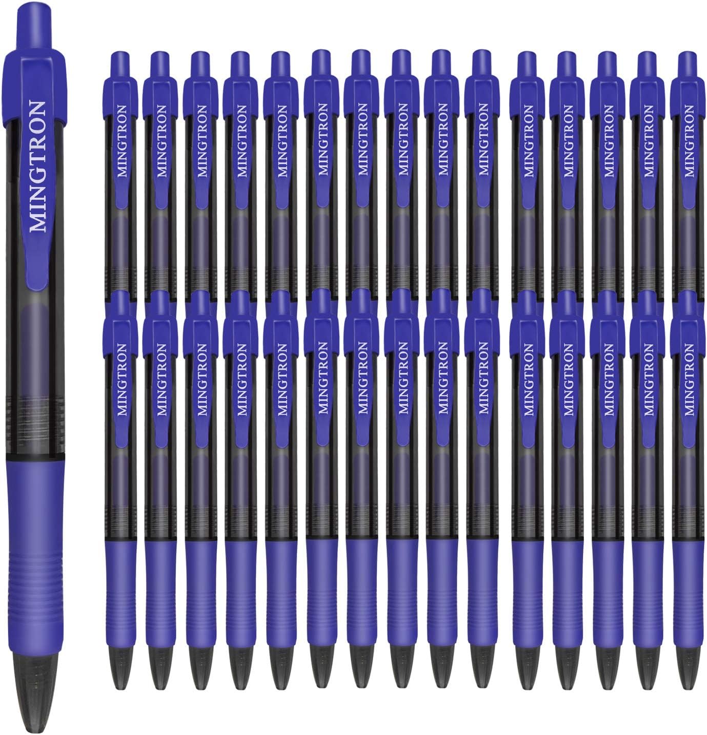 Gel pens, 30 Pack Blue Pens Fine Point, No Smear Ink Pens for Left Hand, Click Pens Bulk, Retractable Rollerball Pens for Smooth Writing, 0.5MM, Navy Blue Ink