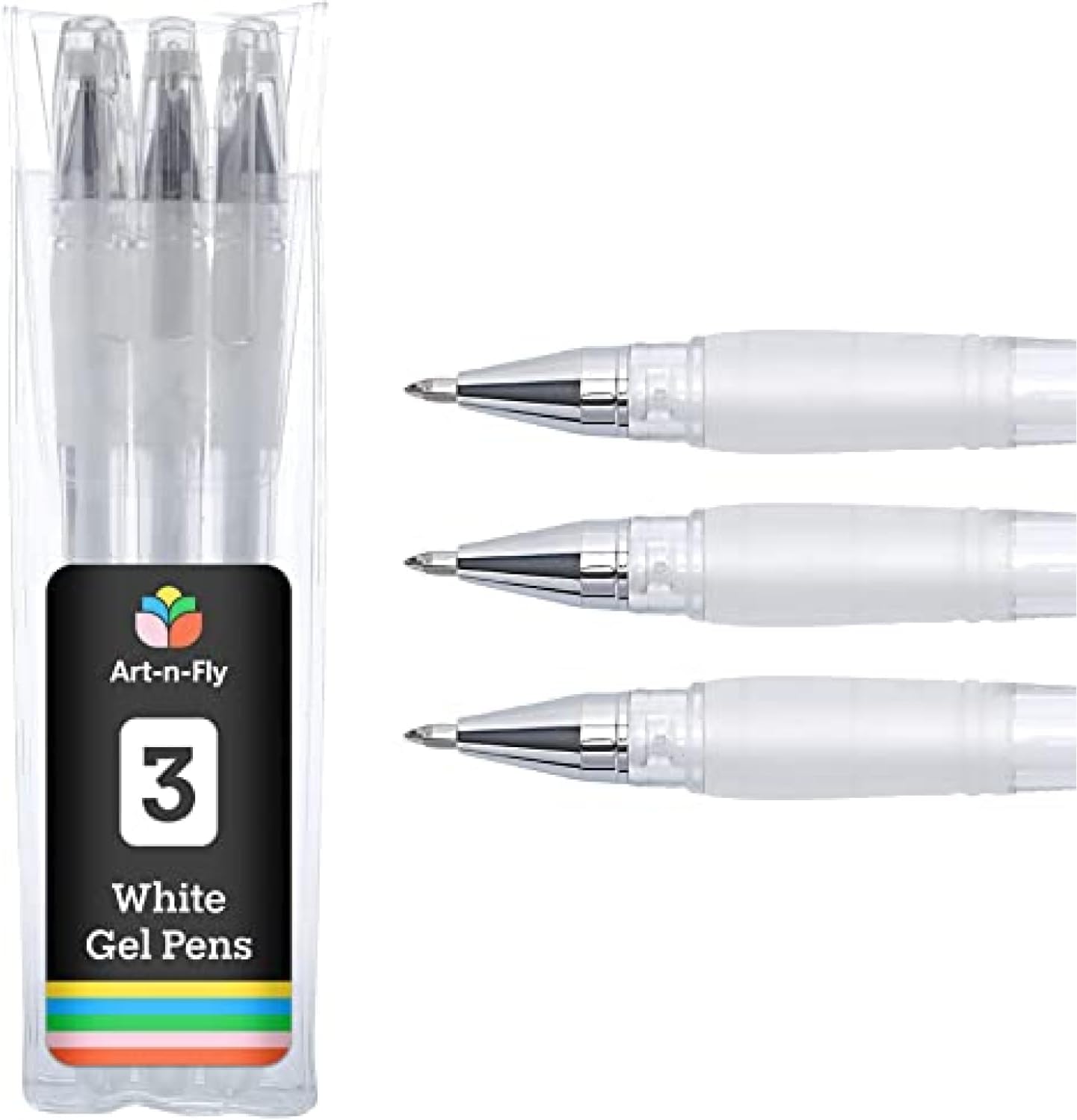 White Gel Pens For Black Paper | White Ink Pen for Artists 0.7mm Fine Point Tip | 3 Pack Jelly Roll Highlighter Pen For Drawing & Sketching 3 pack | Gelly Pens To Write on Black Paper