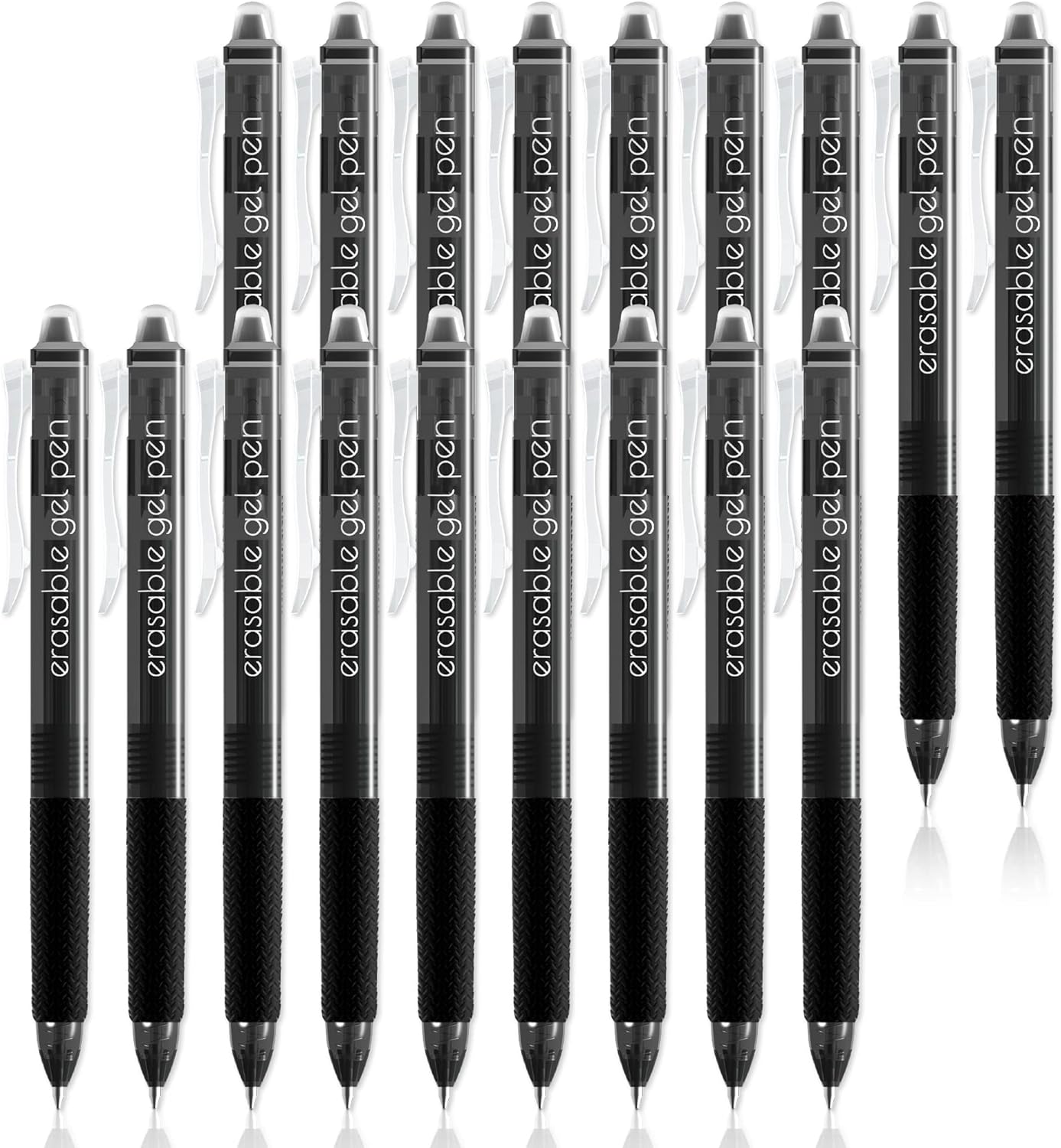 Vanstek 18 Black Retractable Erasable Gel Pens Clicker, Fine Point(0.7), Make Mistakes Disappear, Premium Comfort Grip, Black Ink for Planners, Note Taking and Crossword Puzzles