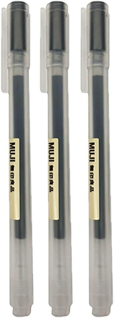 Muji Gel Ink Ball Point Pen, Black, 0.5mm, Pack of 3 (Japan Import)