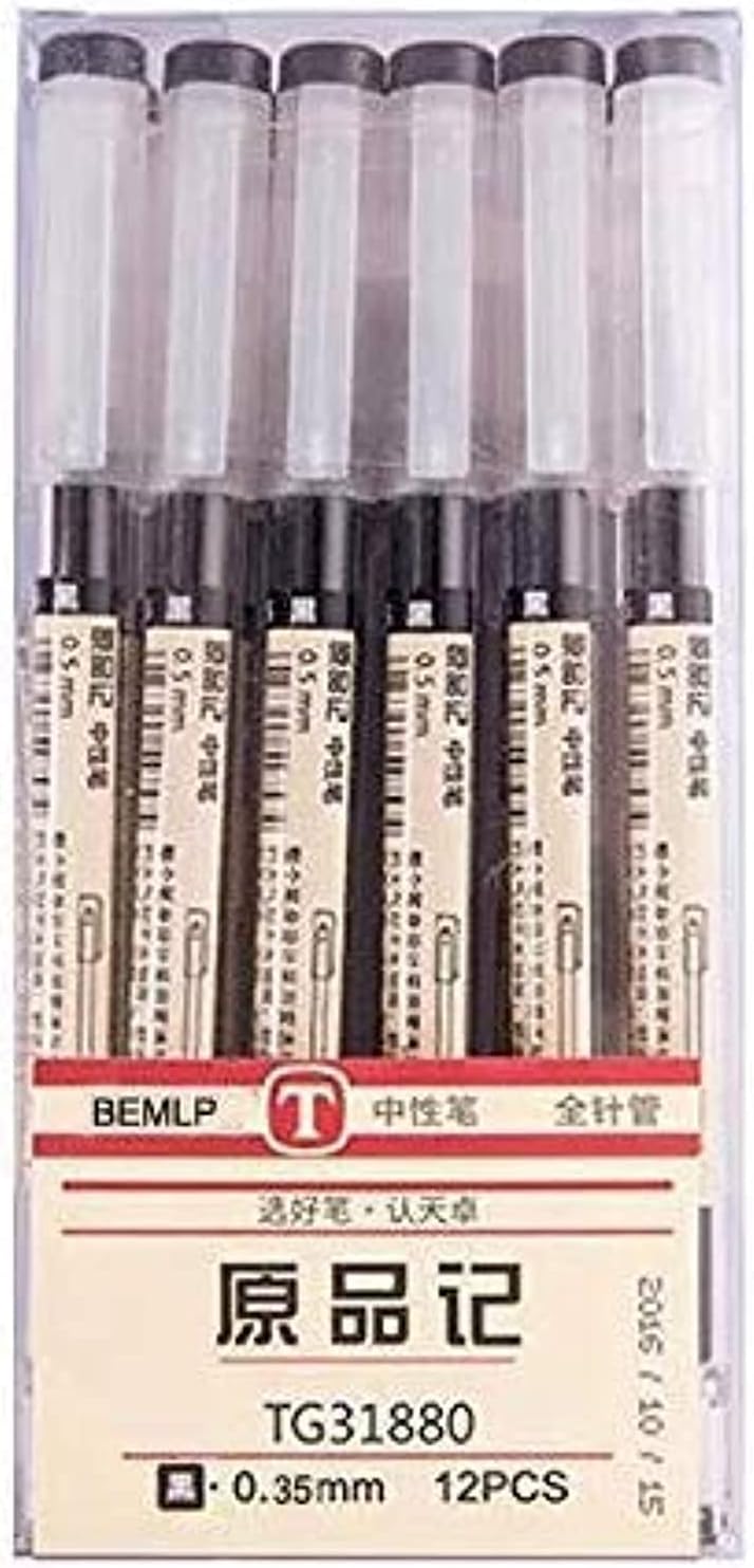 Gel Ink Pen Extra fine point pens Ballpoint pen 0.35mm Black For japanese Office School Stationery Supply 12 Packs