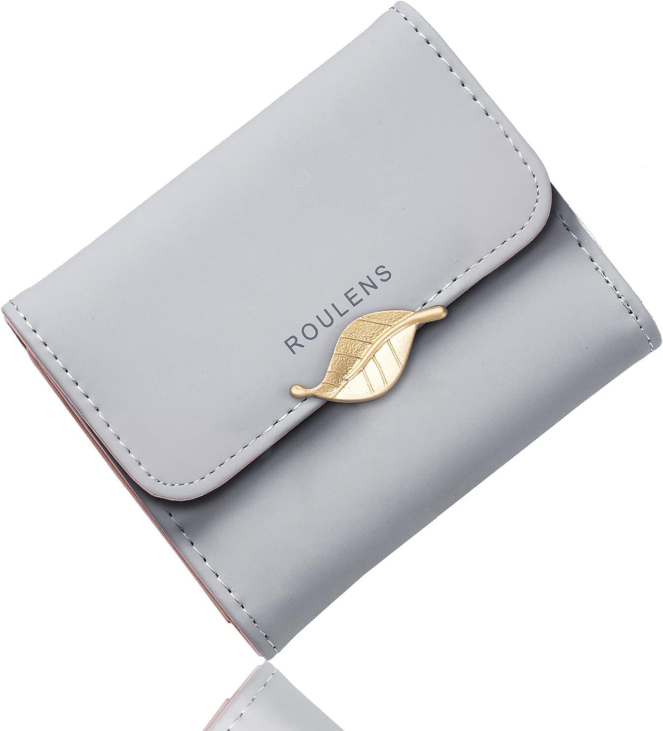 Small Wallet for Women RFID Blocking PU Leather Leaf Pendant Card Holder Organizer Zipper Coin Purse