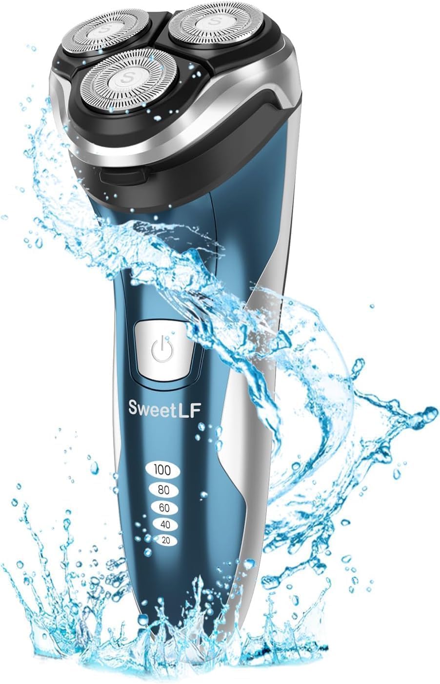 Electric Razor for Men, 2023 News Electric Shaver for Men Waterproof/Rechargeable/LED Display, Mens Electric Shavers Wet & Dry Rotary Shavers Gift for Dad Husband Boyfriend (Blue)