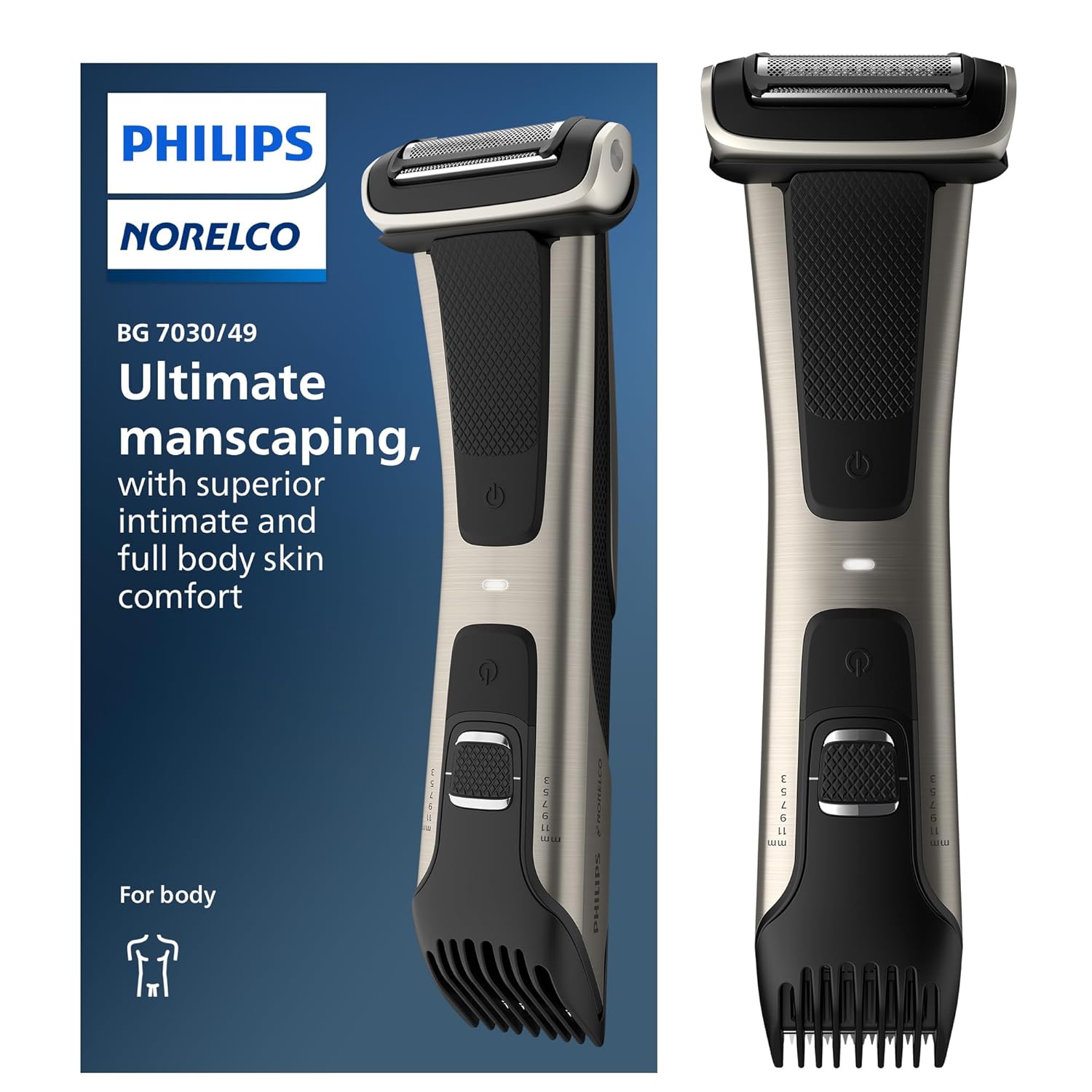 Philips Norelco Bodygroom Series 7000 Showerproof Body & Manscaping Trimmer & Shaver BG7030/49