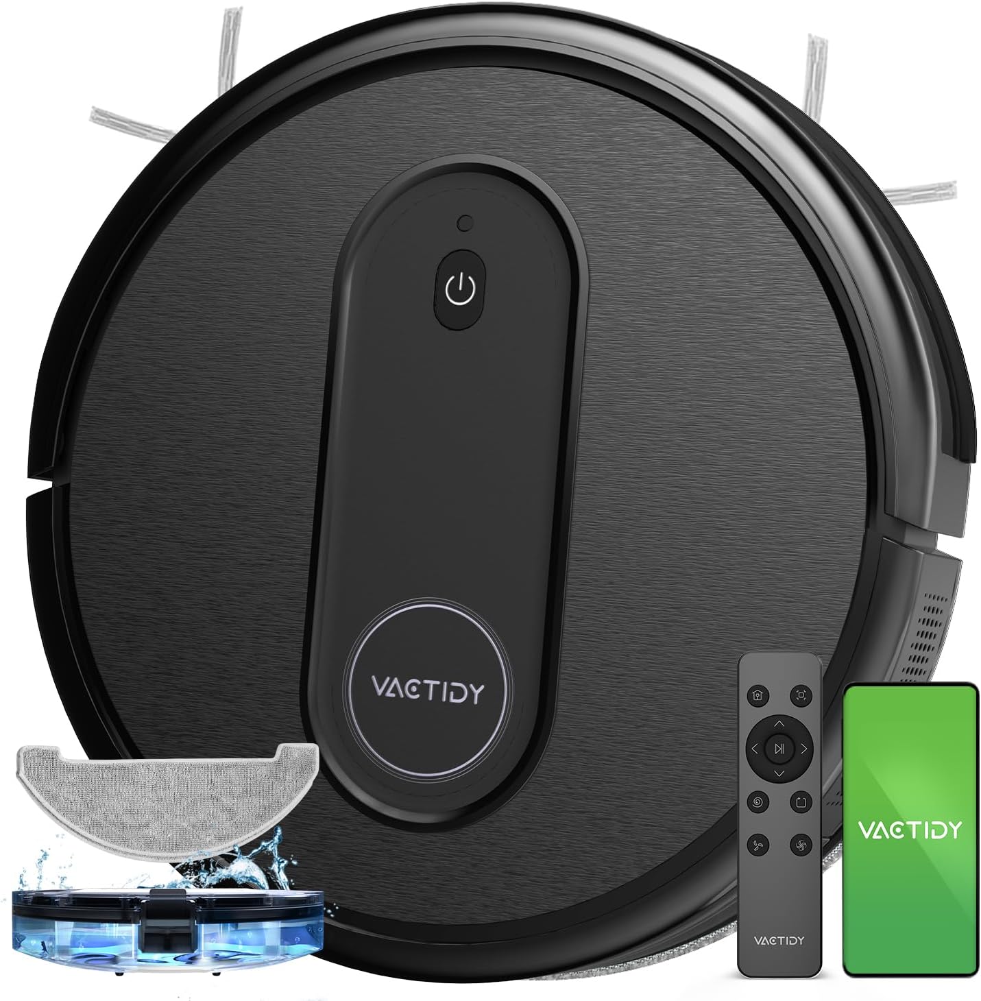 Vactidy T7 Robot Vacuum and Mop Combo, WiFi/App/Alexa/Siri Control, Robotic Vacuum Cleaner with Schedule, 2 in 1 Watertank & Dustbin, Self-Charging, Slim, Ideal for Hard Floor, Pet Hair, Carpet