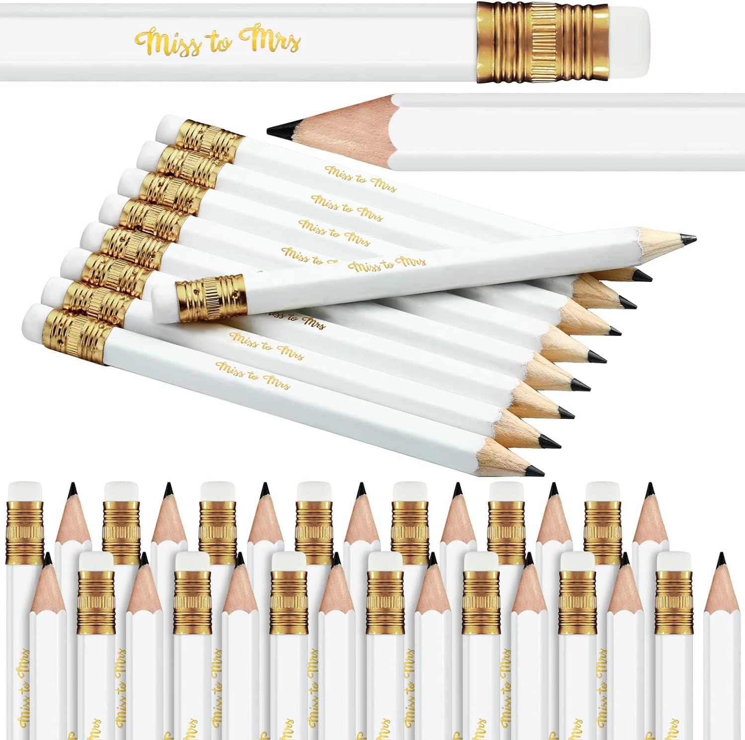 Chinco 72 Pieces Bridal Shower Game Pencils Wedding Pencils Pre Sharpened Mini Short Pencils 4 Inch Game Pencils Bridal Pencils for Wedding Shower Favors Presents Gifts Golf Classroom School (Novel)