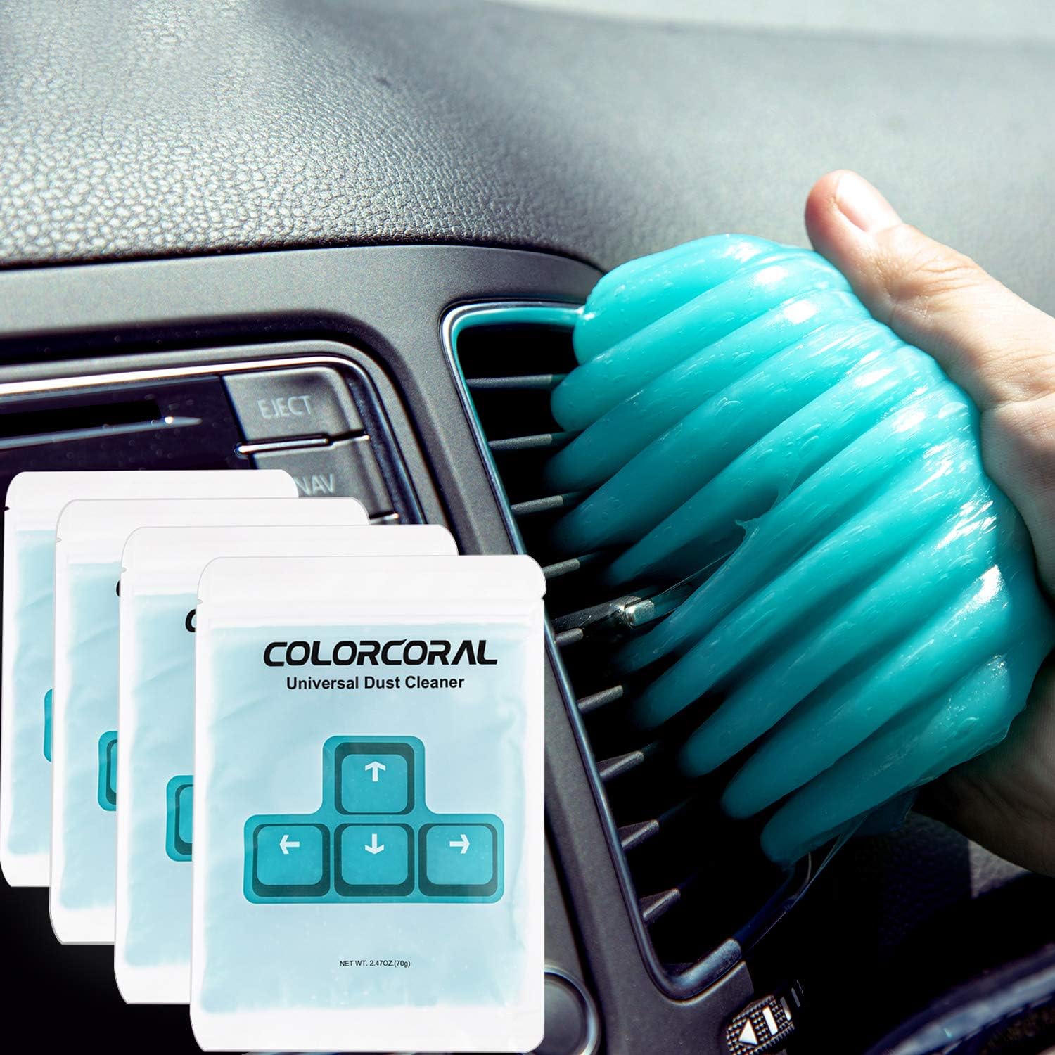 4Pack ColorCoral Dust Cleaner Keyboard Cleaning Gel Universal Cleaning Gadget Slime for Car Cleaning and Computer Dusting (4Pack)