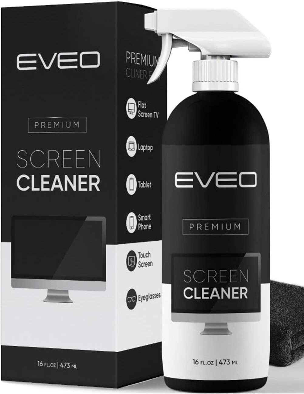 Screen Cleaner Spray (16oz) - Large Screen Cleaner Bottle - TV Screen Cleaner, Computer Screen Cleaner, for Laptop, Phone, Ipad - Computer Cleaning kit Electronic Cleaner - Microfiber Cloth Wipes