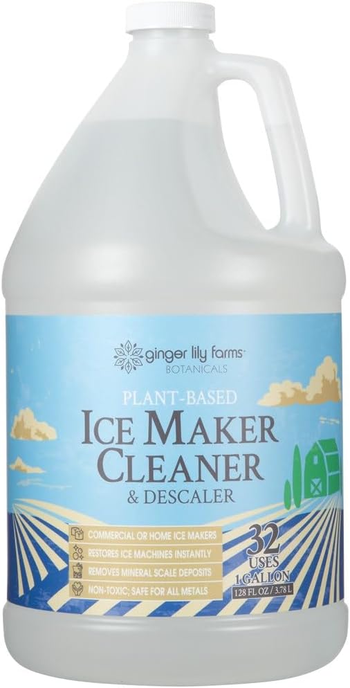 Ginger Lily Farms Botanicals Plant-Based Ice Maker Cleaner & Descaler for All Ice Machines, 32 Uses, Safe for All Metals, 1 Gallon (128 fl. oz.)