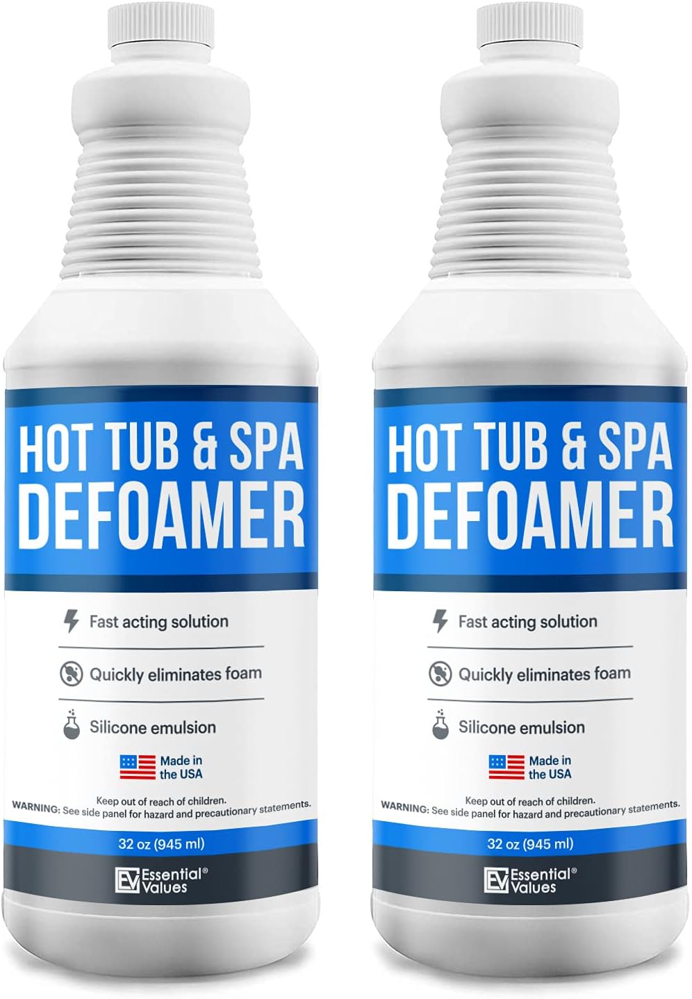 Hot Tub Foam Eliminator, 2 Pack Pool & Spa Defoamer (32oz/ Bottles)  Eliminate Foam Without Harsh Hot Tub Chemicals, Eco-Friendly & Safe w/Silicone Anti Foam. Get Foam Down and Enjoy Leisure Time