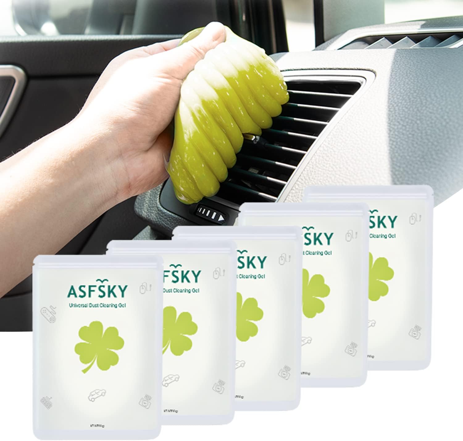 ASFSKY Car Cleaning Gel for Car Detailing Car Cleaning Gel Putty Reusable Keyboard Cleaner Gel Cleaning Gel Slime for Car Keyboard Cleaning Dust Cleaning Gel 5 Pack (Yellow)