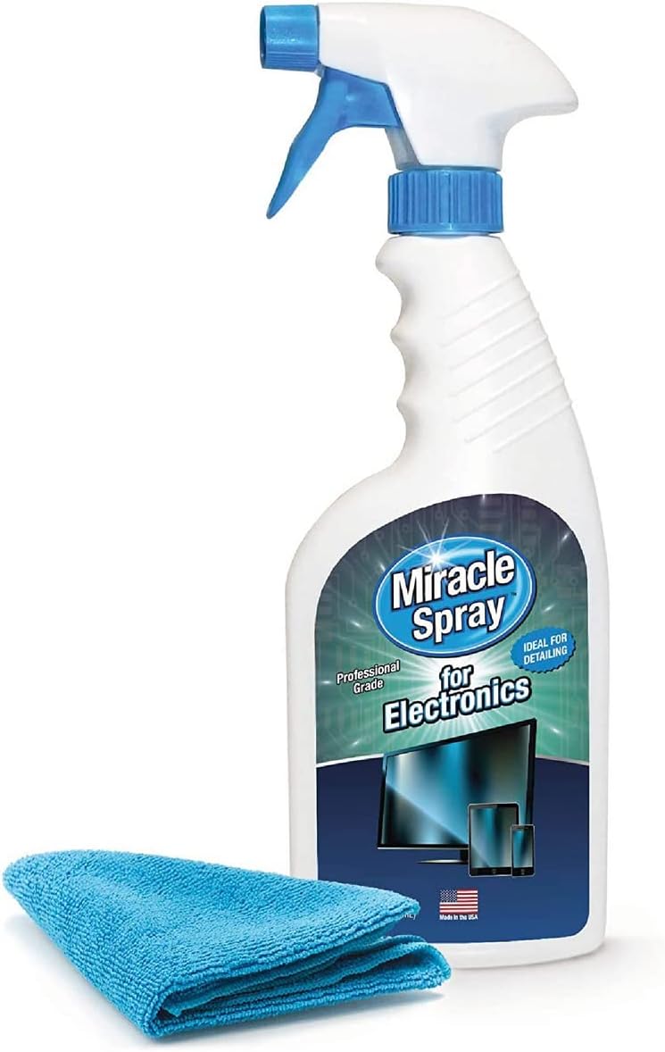 MiracleSpray for Electronics Cleaning, Safe Multisurface Cleaner for Any TV, Phone, Monitor, Keyboard, Screen, Computer, Includes Microfiber Towel - 16 Ounce Kit