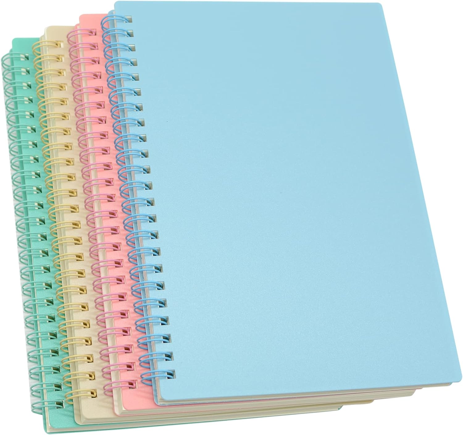 Yansanido Spiral Notebook, 4 Pcs 8.3 Inch x 5.9 Inch A5 Thick Plastic Hardcover 7mm College Ruled 4 Color 80 Sheets -160 Pages Journals for Study and Notes (4)