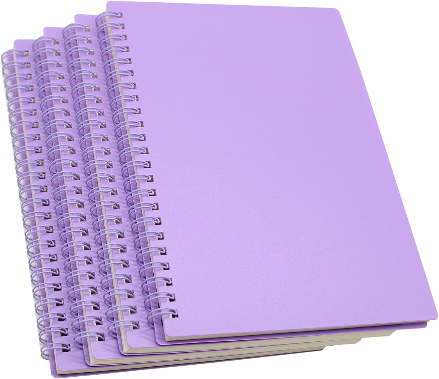 Yansanido Spiral Notebook, 4 Pcs 8.3 Inch x 5.9 Inch A5 Purple Thick Plastic Hardcover 8mm Ruled 80 Sheets -160 Pages Journals for Study and Notes (Purple, A5)