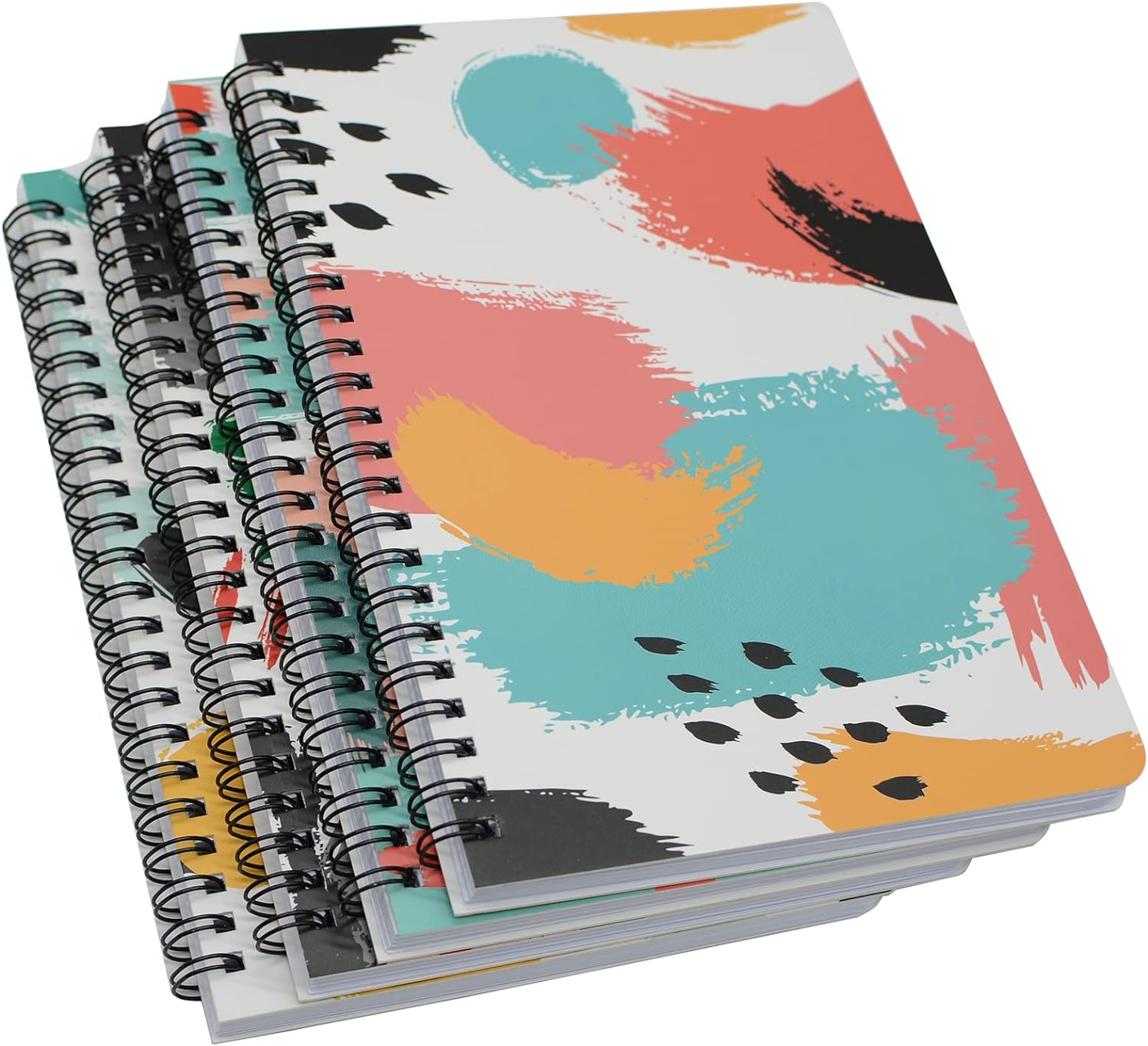 Yansanido Spiral Notebook, 4 Pcs A5 Thick Graffiti Design Hardcover 8mm Ruled 4 Color 80 Sheets -160 Pages Journals for Study and Notes (Colorful)