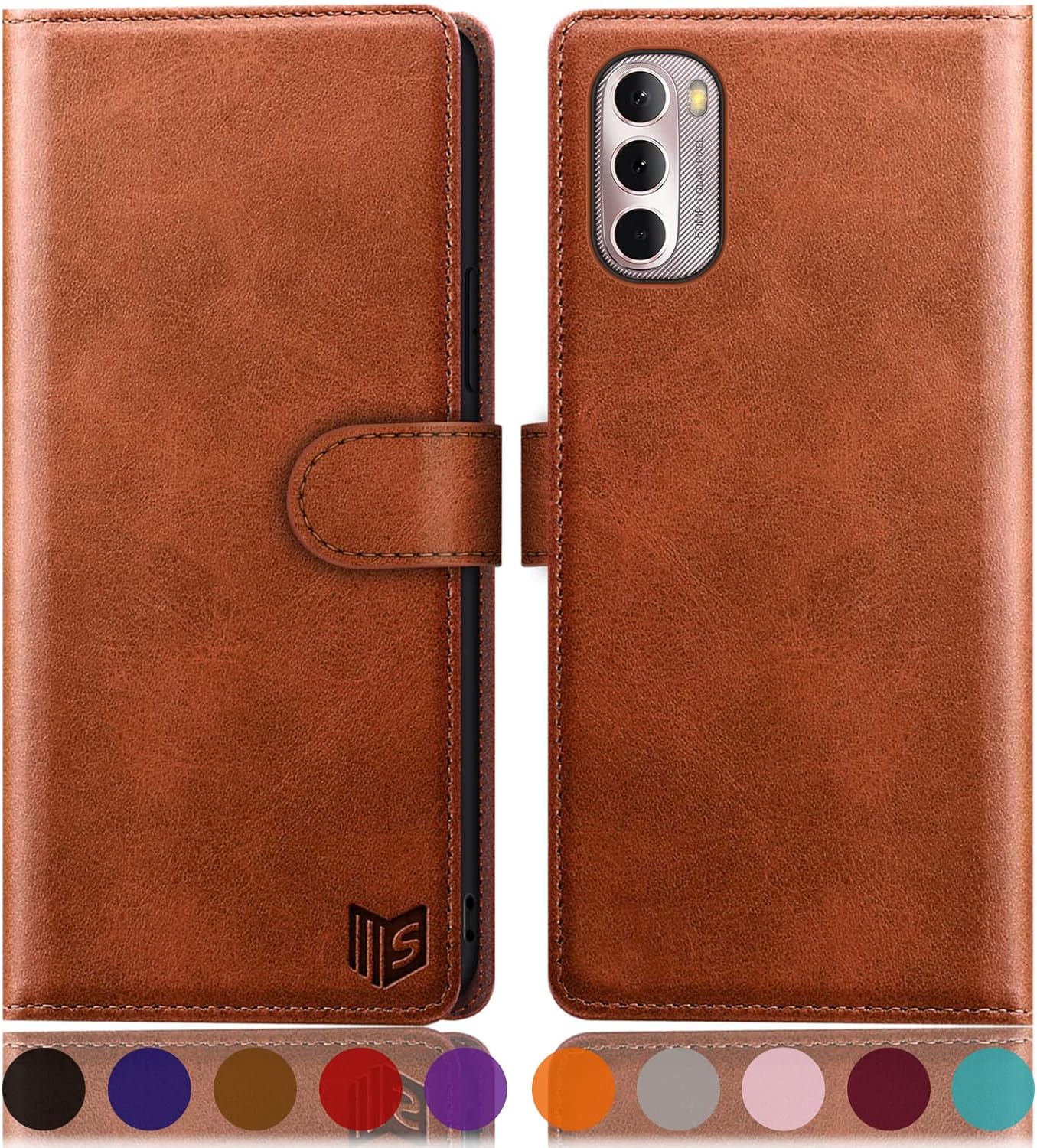 SUANPOT for Moto G Stylus 2022 4G Wallet case RFID Blocking Credit Card Holder, Flip Folio Book PU Leather Phone case Shockproof Cover Women Men for Stylus 2022 4G case (Light Brown)