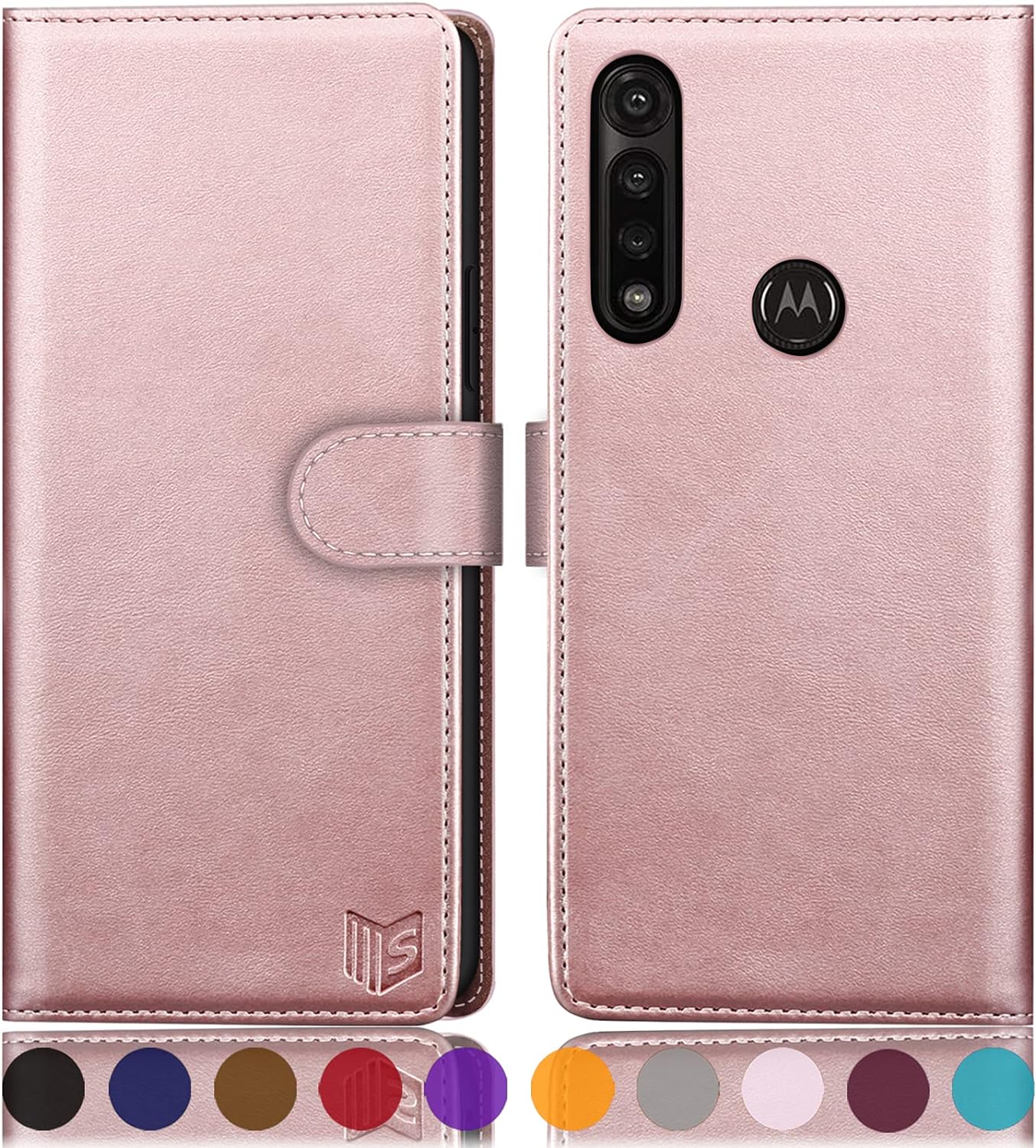 SUANPOT for Motorola Moto G Power 2020(Non 2021) with RFID Blocking Leather Wallet case Credit Card Holder,Flip Folio Book Phone case Shockproof Cover Women Men for Moto G Power case Wallet Rose Gold