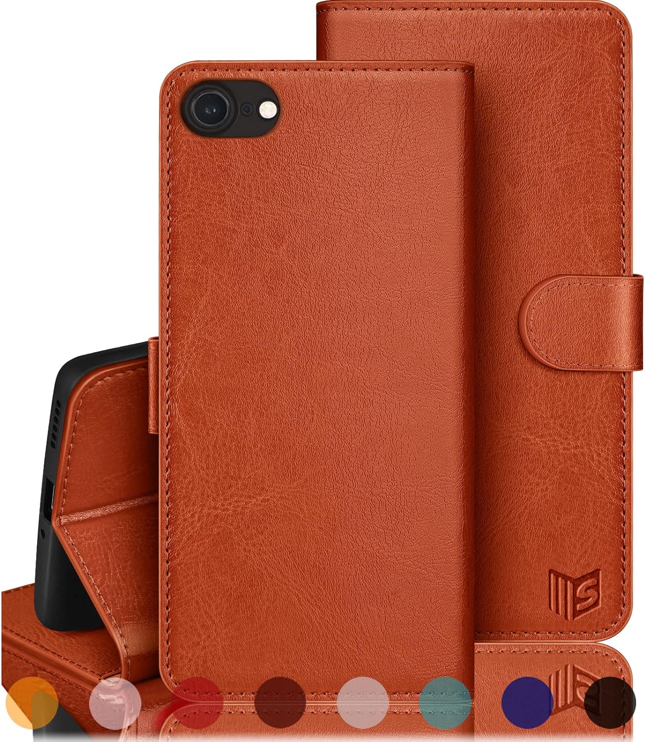 SUANPOT for iPhone 7/8/SE2020/SE2022 4.7 with RFID Blocking Wallet case Credit Card Holder,Flip Book PU Leather Phone case Shockproof Cover Cellphone Women Men for Apple 7/8/se2/se3 case Orange