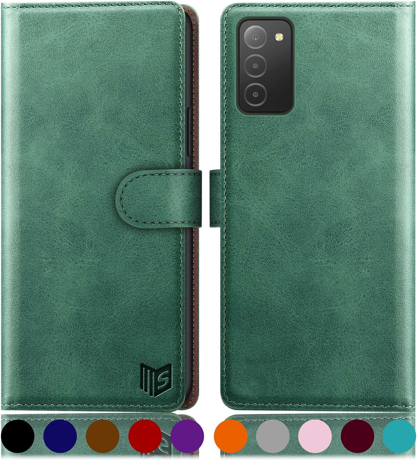 SUANPOT for Samsung Galaxy A03S Wallet case RFID Blocking Credit Card Holder, Flip Folio Book PU Leather Phone case Shockproof Cover Women Men for Samsung A03S case (Sea Green)