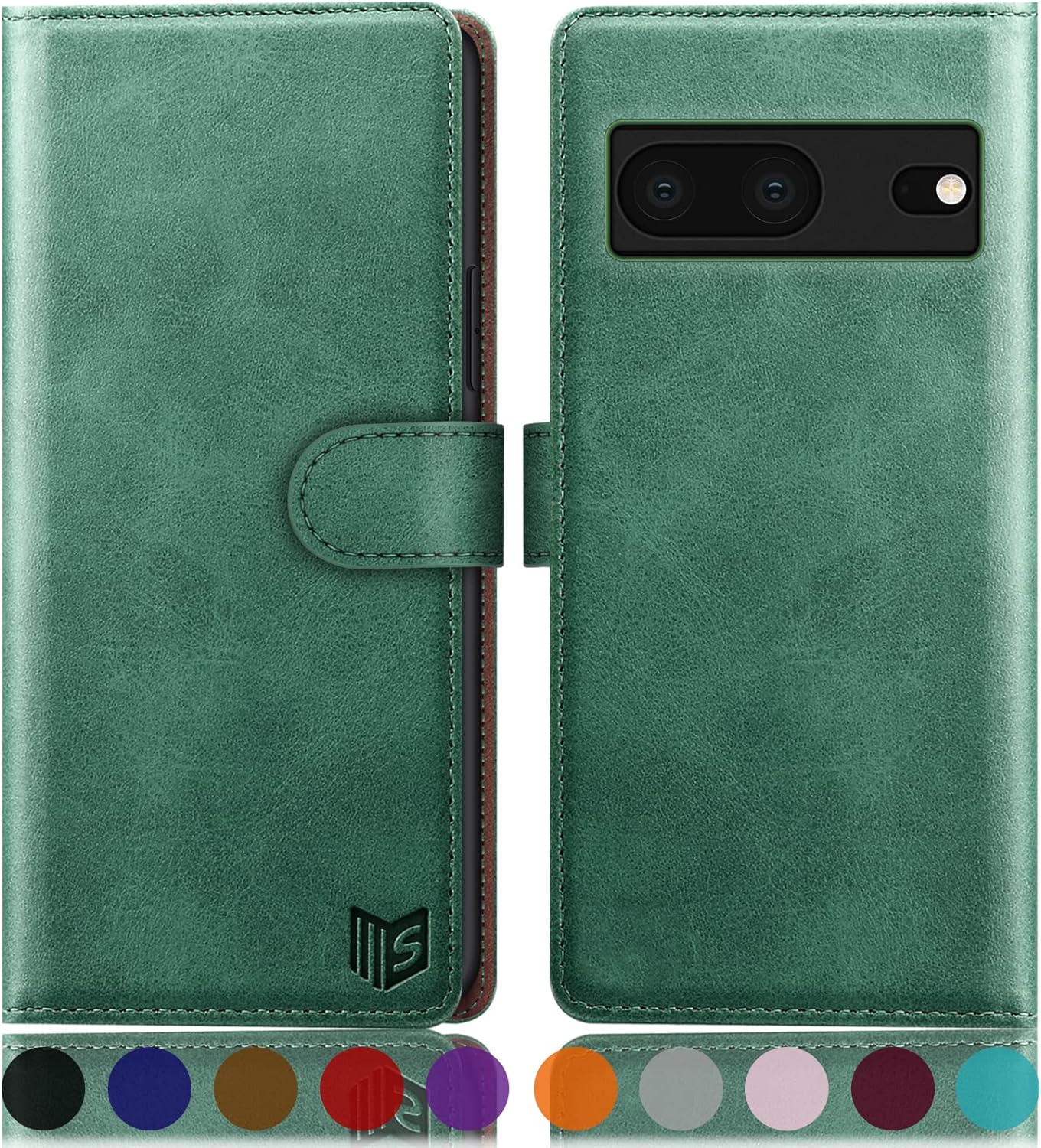 SUANPOT for Google Pixel 7 5G Wallet case with RFID Blocking Credit Card Holder,Flip Book PU Leather Protective Cover Women Men for Pixel 7 Phone case Sea Green