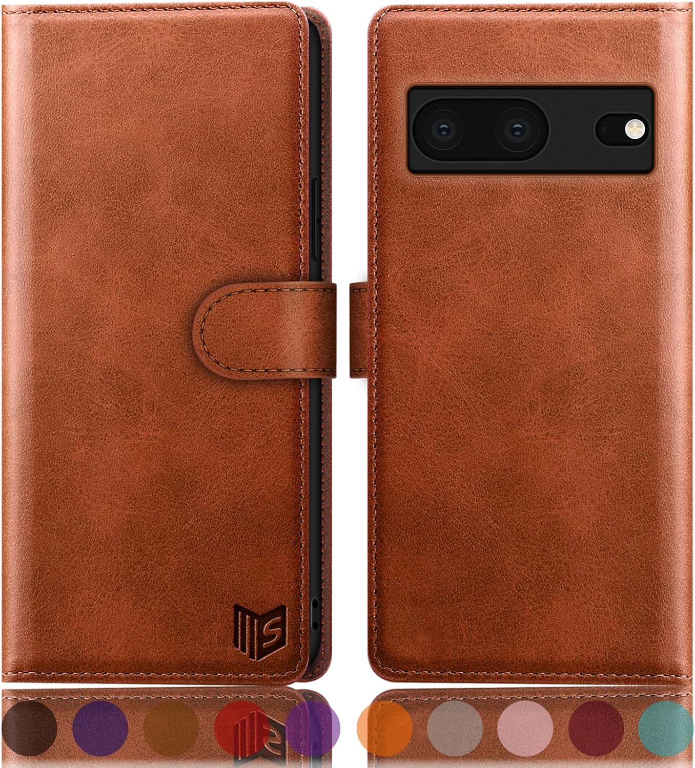 SUANPOT for Google Pixel 7 5G Wallet case with RFID Blocking Credit Card Holder,Flip Book PU Leather Protective Cover Women Men for Pixel 7 Phone case Light Brown