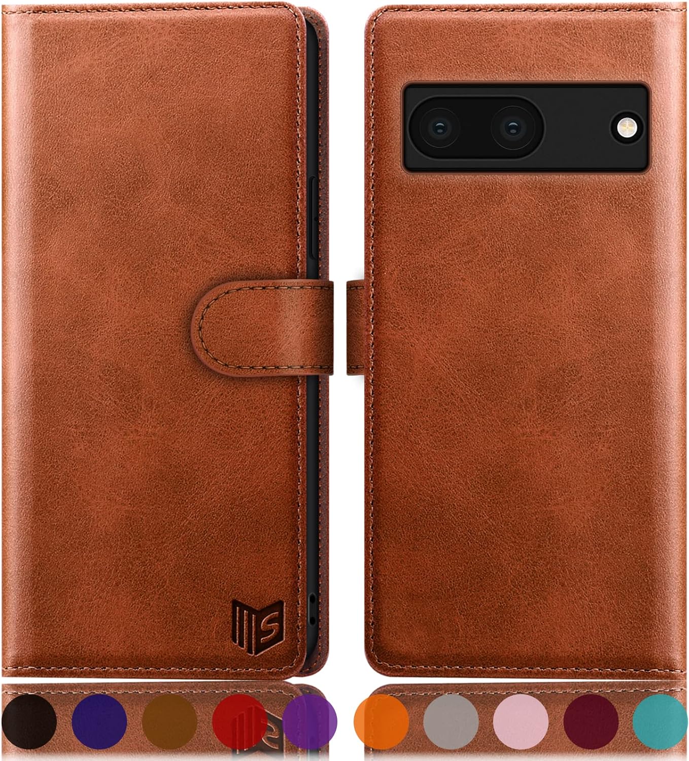 SUANPOT for Google Pixel 7A(Non Pixel 7/7Pro) Wallet case RFID Blocking Credit Card Holder, Flip Folio Book PU Leather Phone case Shockproof Cover Women Men for Pixel7A Phone case Light Brown