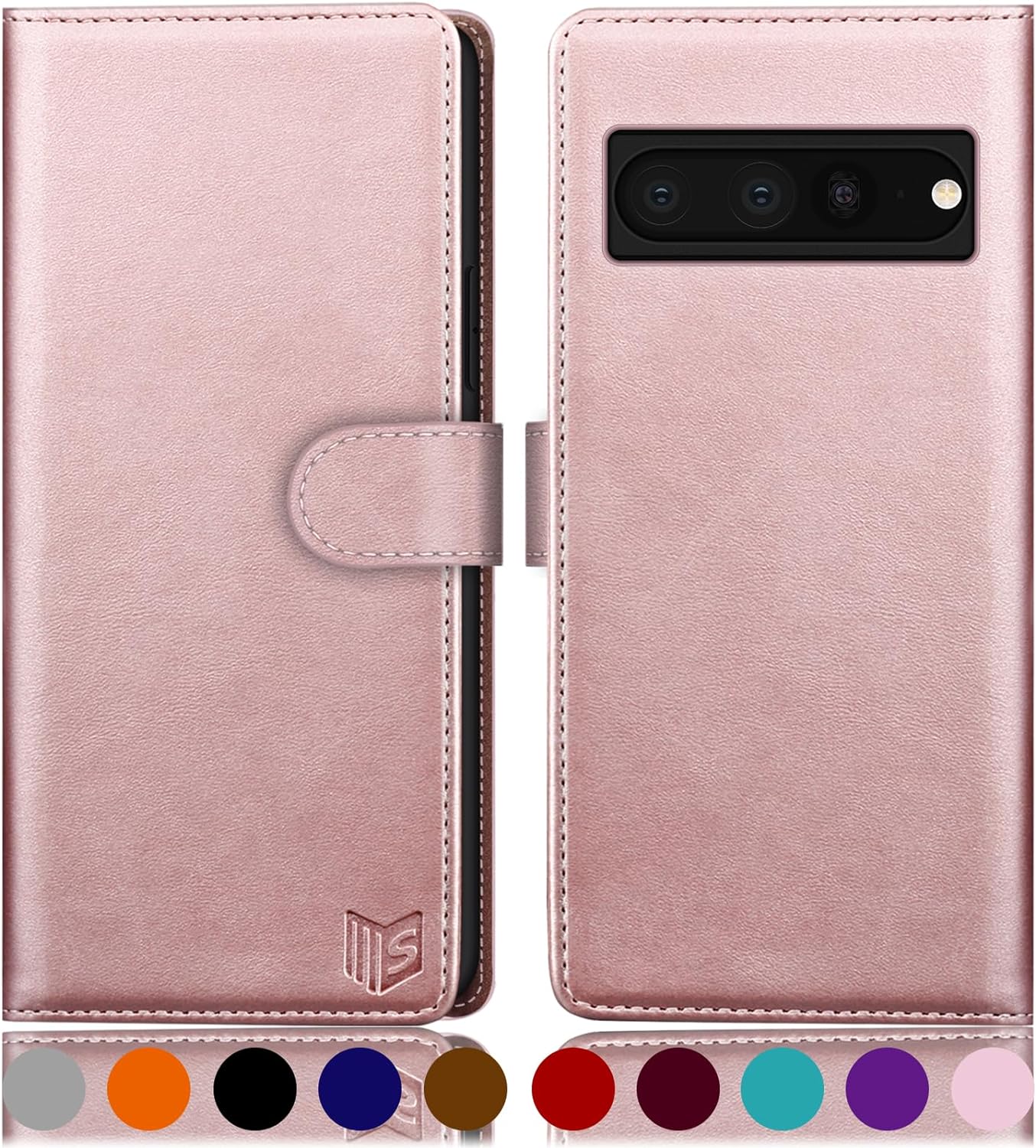 SUANPOT for Google Pixel 7 Pro 5G Wallet case with RFID Blocking Credit Card Holder,Flip Book PU Leather Protective Cover Women Men for Pixel 7 Pro Phone case Rose Gold