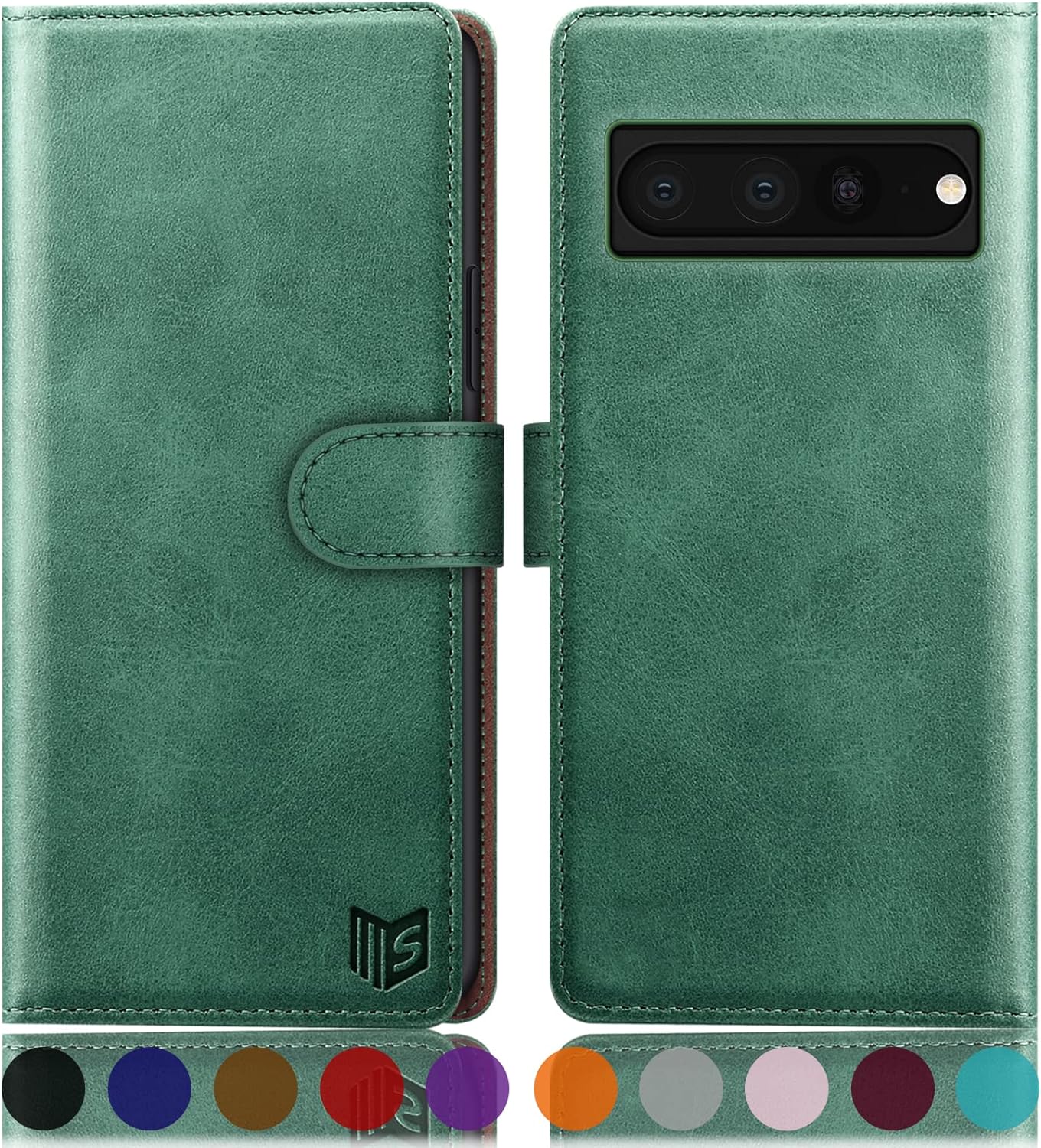 SUANPOT for Google Pixel 7 Pro 5G Wallet case with RFID Blocking Credit Card Holder,Flip Book PU Leather Protective Cover Women Men for Pixel 7 Pro Phone case Sea Green