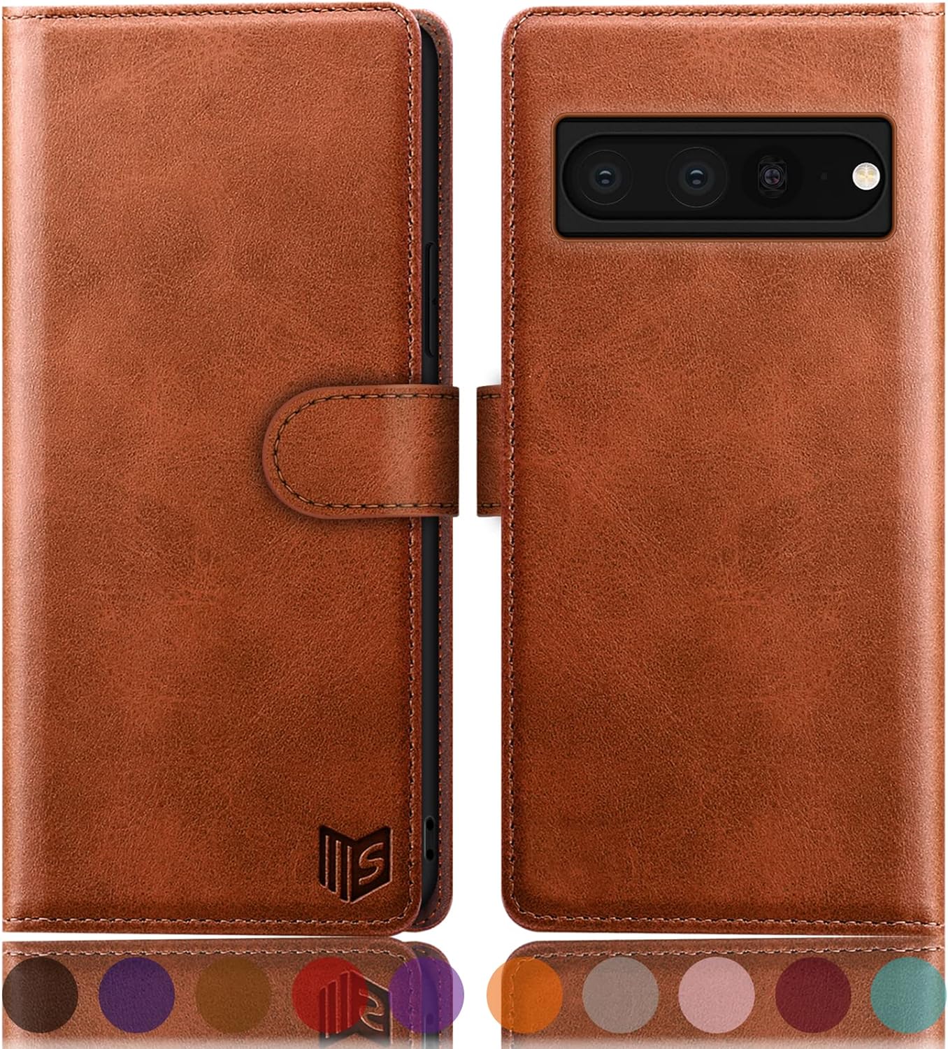 SUANPOT for Google Pixel 7 Pro 5G Wallet case with RFID Blocking Credit Card Holder,Flip Book PU Leather Protective Cover Women Men for Pixel 7 Pro Phone case Light Brown