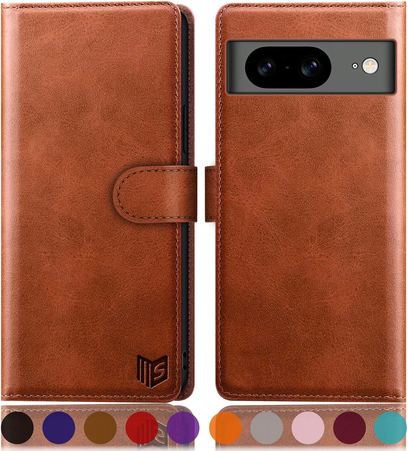 SUANPOT for Google Pixel 8 5G Wallet case with RFID Blocking Credit Card Holder,Flip Book PU Leather Protective Cover Women Men for Pixel 8 Phone case Light Brown