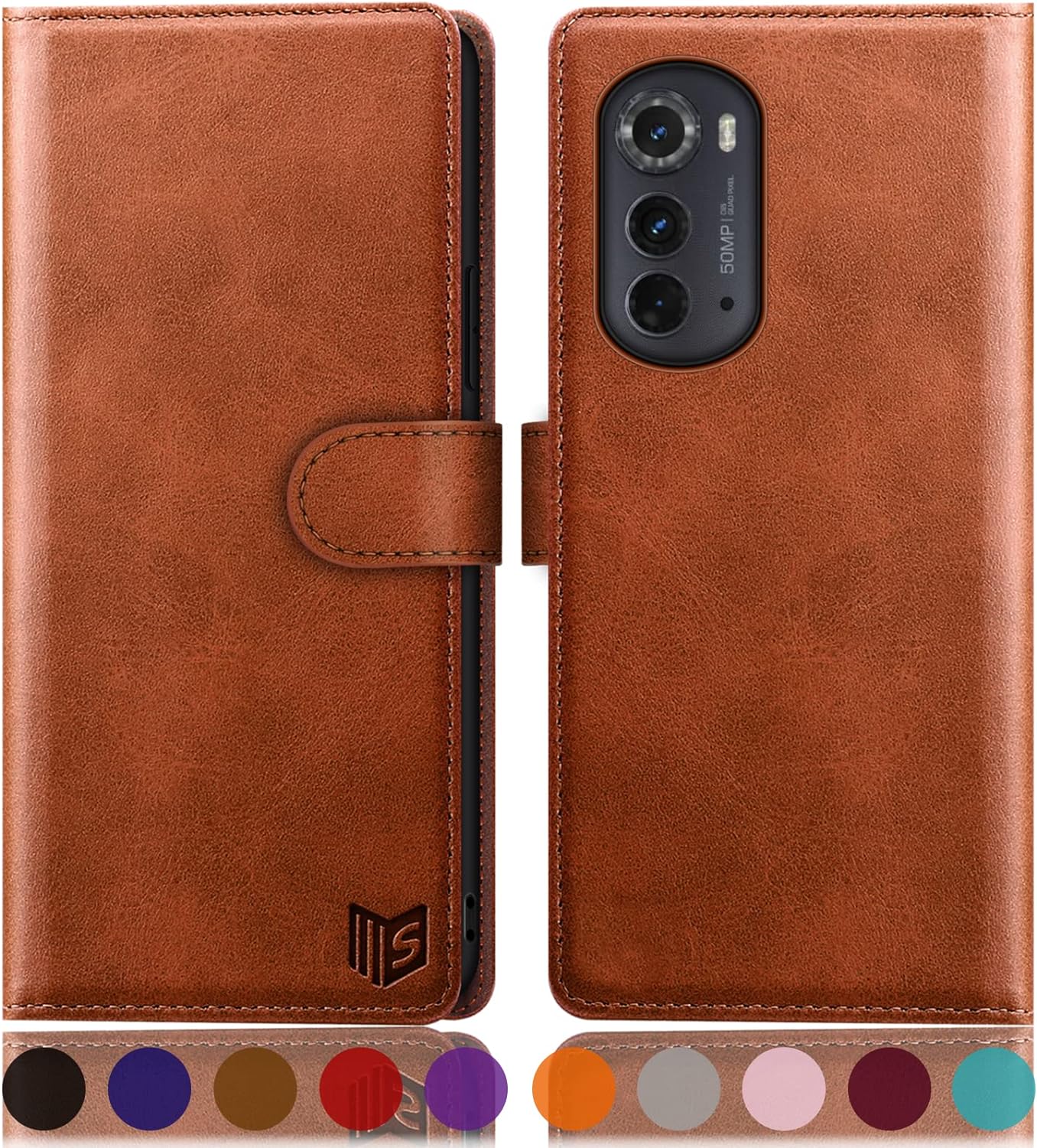 SUANPOT for Moto Edge 2022 5G Wallet case with RFID Blocking Credit Card Holder,Flip Book PU Leather Protective Cover Women Men for EDGE2022 Phone case Light Brown