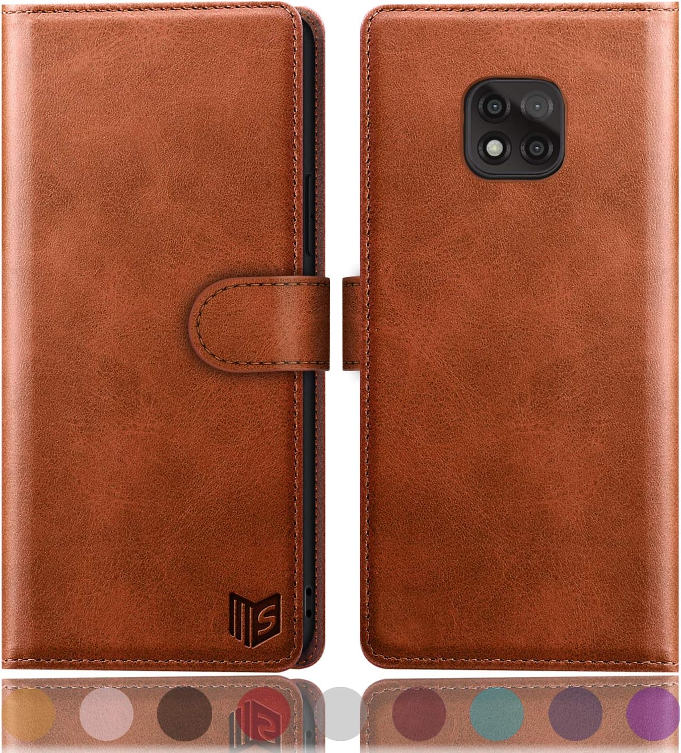 SUANPOT for Moto G Power 2021 with RFID Blocking Leather Wallet case Credit Card Holder,Flip Folio Book Phone case Shockproof Cover for Women Men for Motorola Moto G Power 2021 case Wallet Light Brown