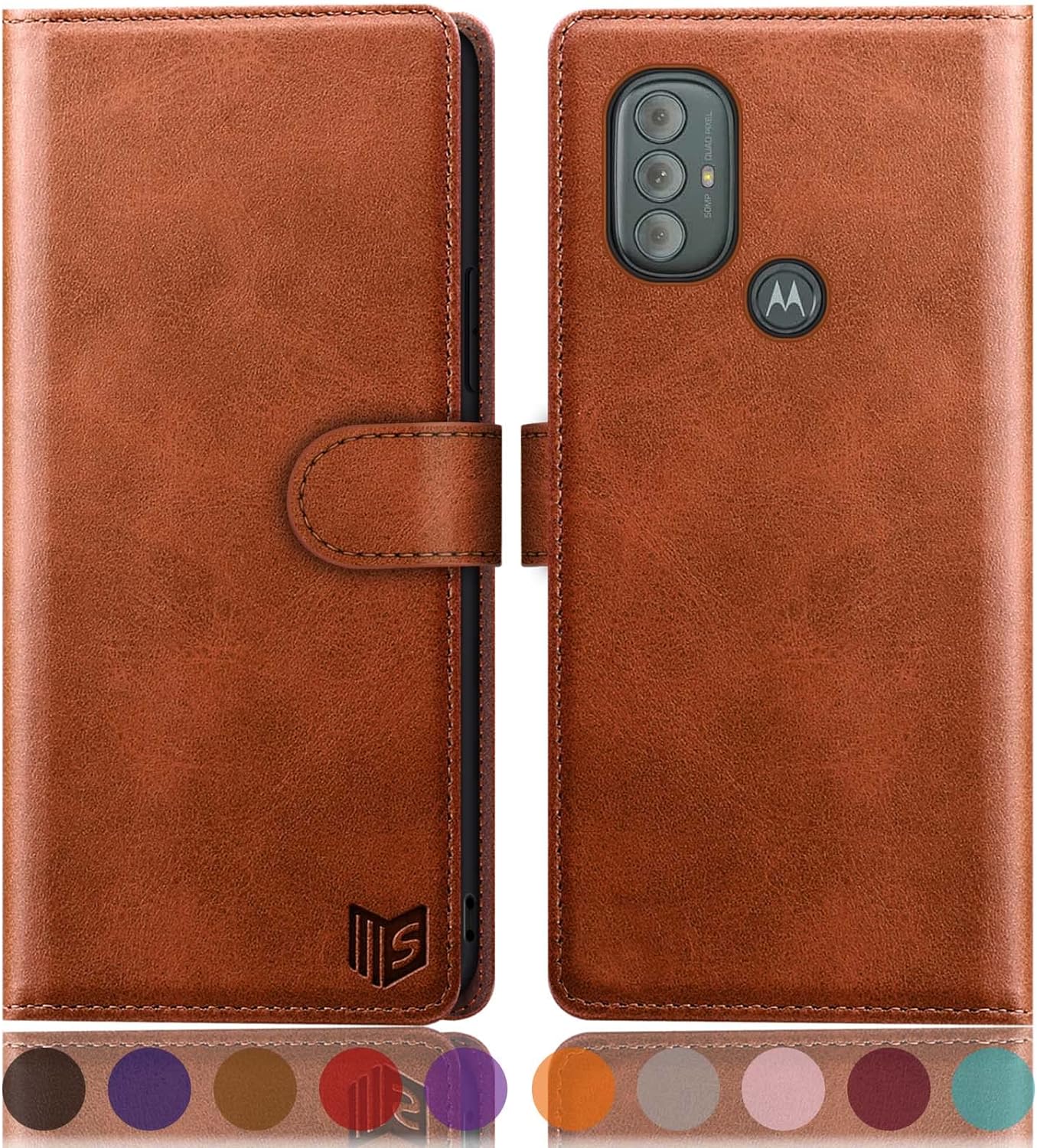 SUANPOT for MotorolaMoto G Power 2022 Wallet case RFID Blocking Credit Card Holder, Flip Folio Book PU Leather Phone case Shockproof Cover for Women Men Power2022 Light Brown