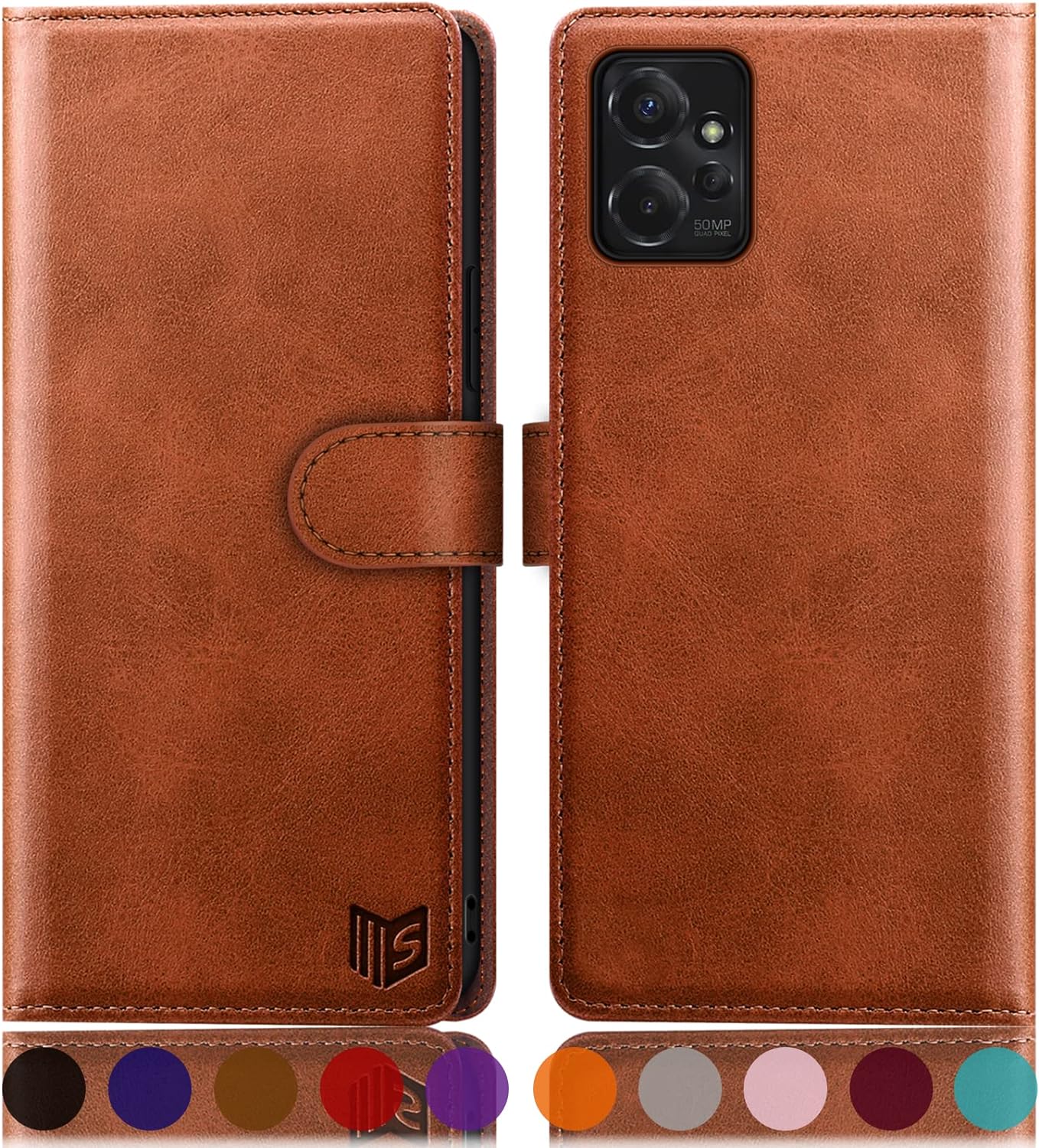 SUANPOT for MotorolaMoto G Power 2023 Wallet case RFID Blocking Credit Card Holder, Flip Folio Book PU Leather Phone case Shockproof Cover for Women Men Power2023 Light Brown