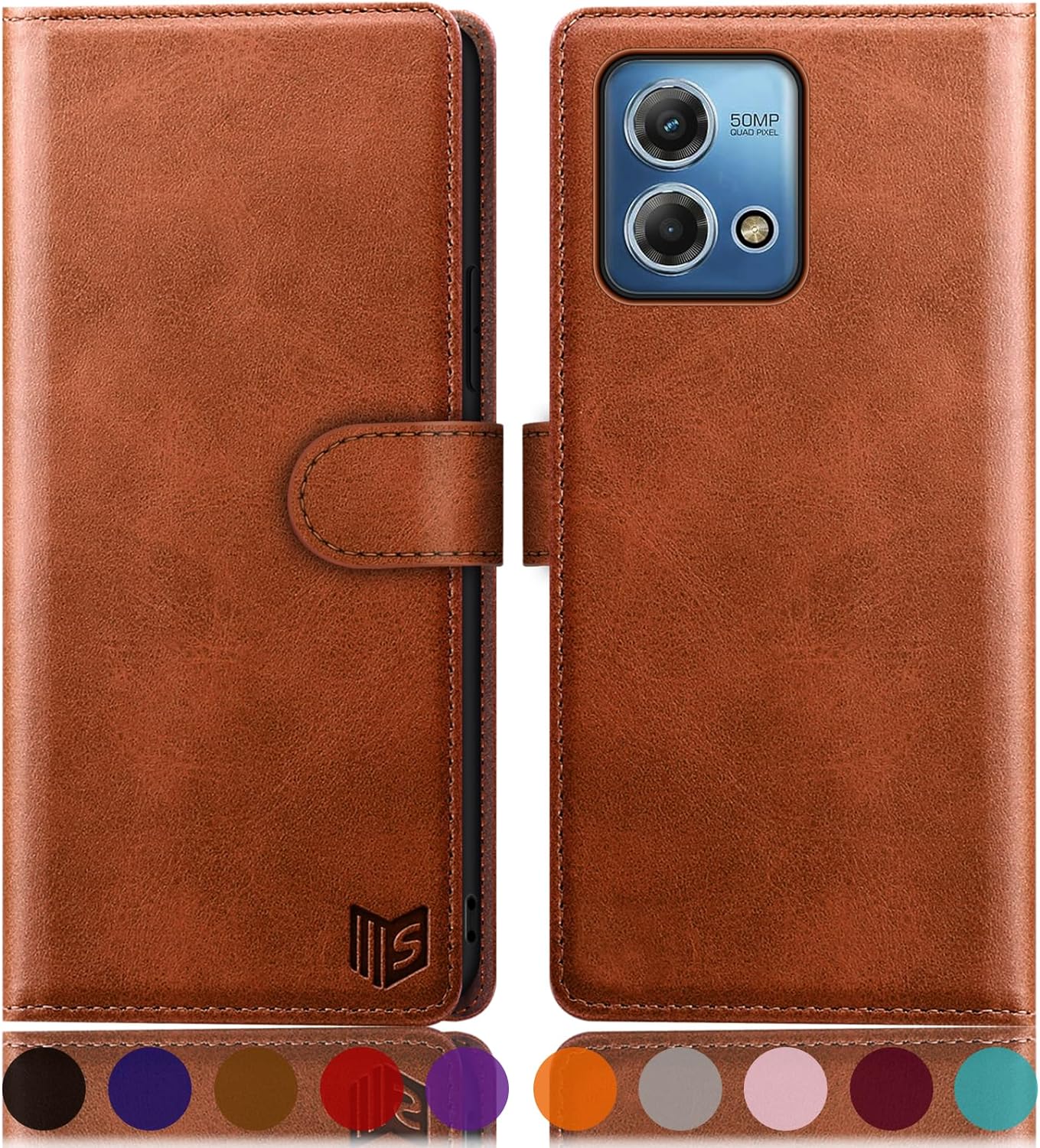 SUANPOT for Moto G Stylus 5G 2023 Wallet case RFID Blocking Credit Card Holder, Flip Folio Book PU Leather Phone case Shockproof Cover Women Men for Stylus 5G 2023 case Light Brown