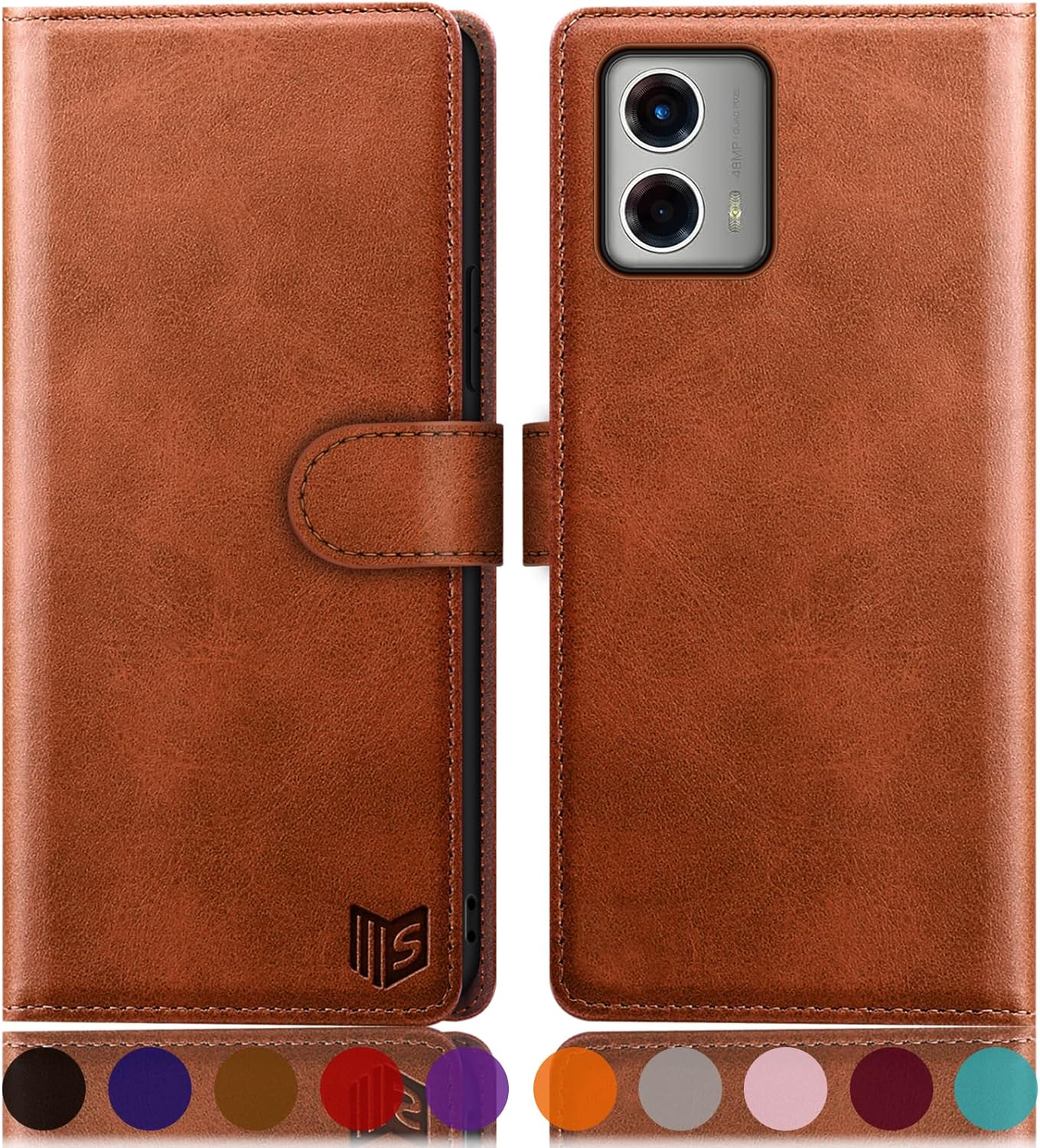 SUANPOT for Motorola Moto G 5G 2023 Wallet case RFID Blocking Credit Card Holder, Flip Folio Book PU Leather Phone case Shockproof Cover Women Men for MotoG 5G case Light Brown