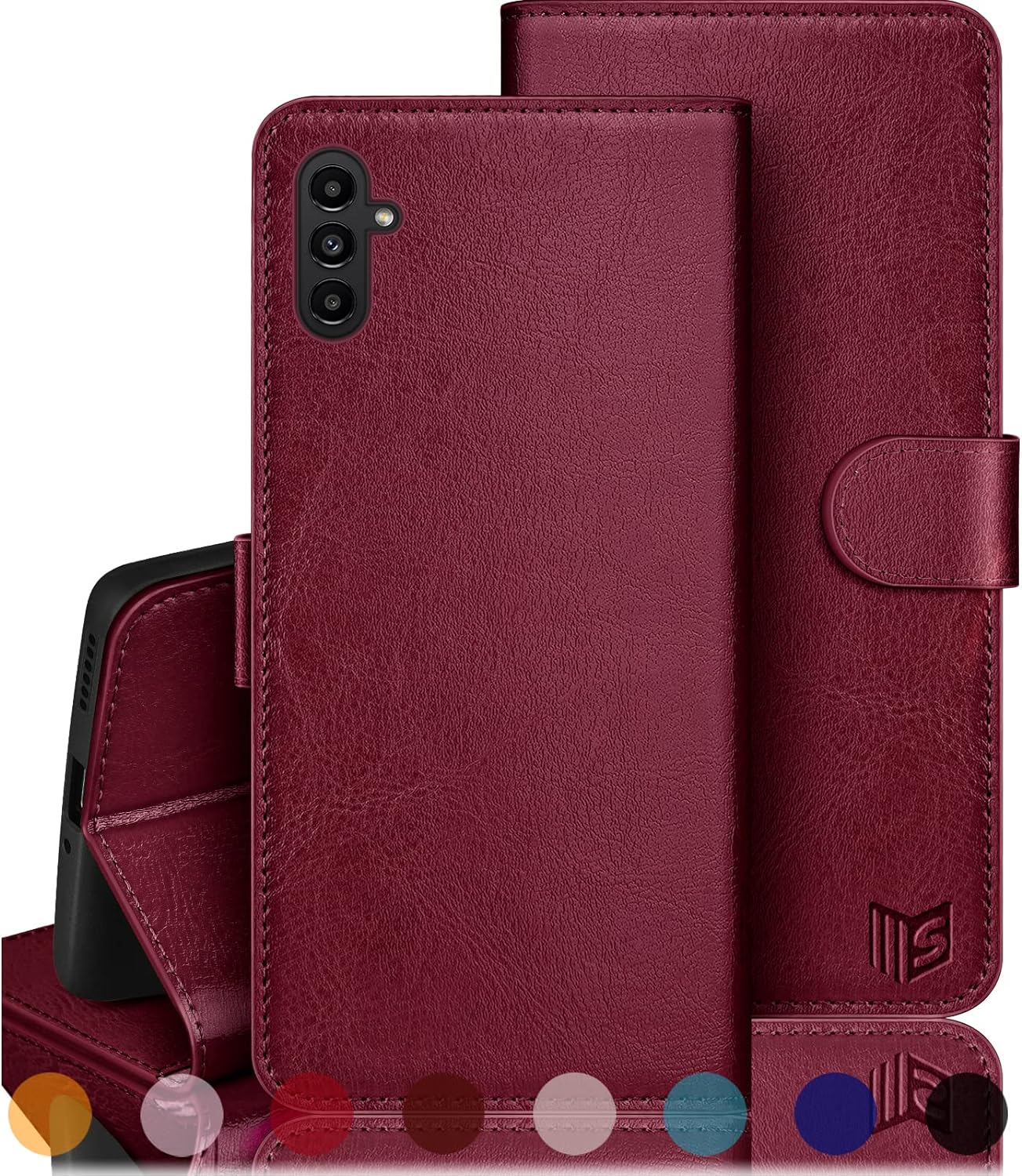 SUANPOT RFID Blocking for Samsung Galaxy A13 5G Wallet case Credit Card Holder,PU Leather Flip Folio Book Phone case Cover Women Men for Samsung A13 5G case Wallet (Wine Red)