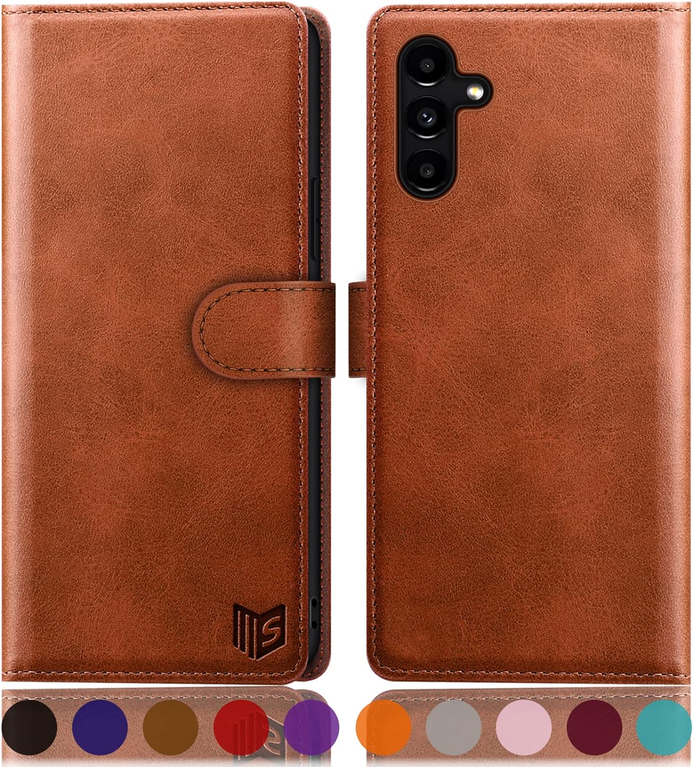 SUANPOT for Samsung Galaxy A34 5G Wallet case with RFID Blocking Credit Card Holder,Flip Book PU Leather Protective Cover Women Men for Samsung A34 Phone case Light Brown