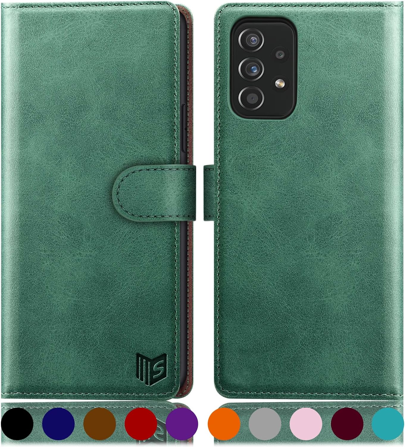 SUANPOT for Samsung Galaxy A33 with RFID Blocking Wallet case Credit Card Holder,Flip Book PU Leather Phone case Cover Cellphone Women Men for Samsung A33 case Wallet Sea Green