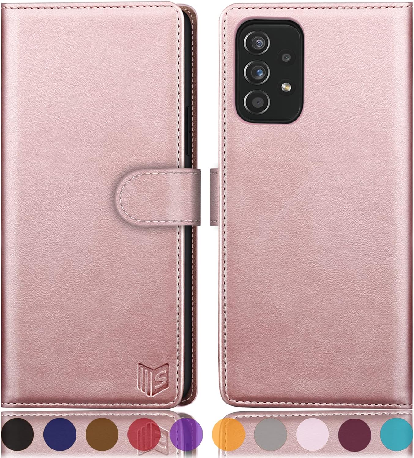 SUANPOT for Samsung Galaxy A52 4G& 5G Wallet case with RFID Credit Card Holder PU Leather Flip Folio Book Phone case Shockproof Cover for Women Men for Samsung A52 case Wallet (Rose Gold)