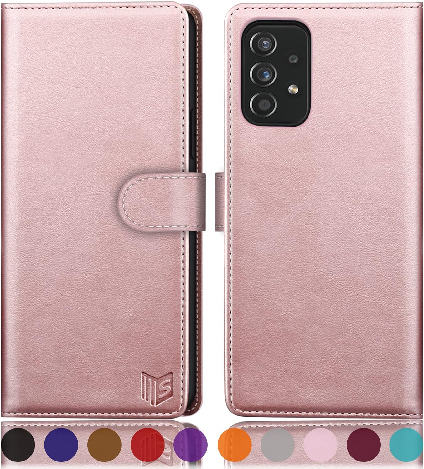 SUANPOT for Samsung Galaxy A53 5G Leather Wallet case with RFID Credit Card Holder Flip Folio Book Phone case Shockproof Cover for Women Men for Samsung A53 case Wallet Rose Gold